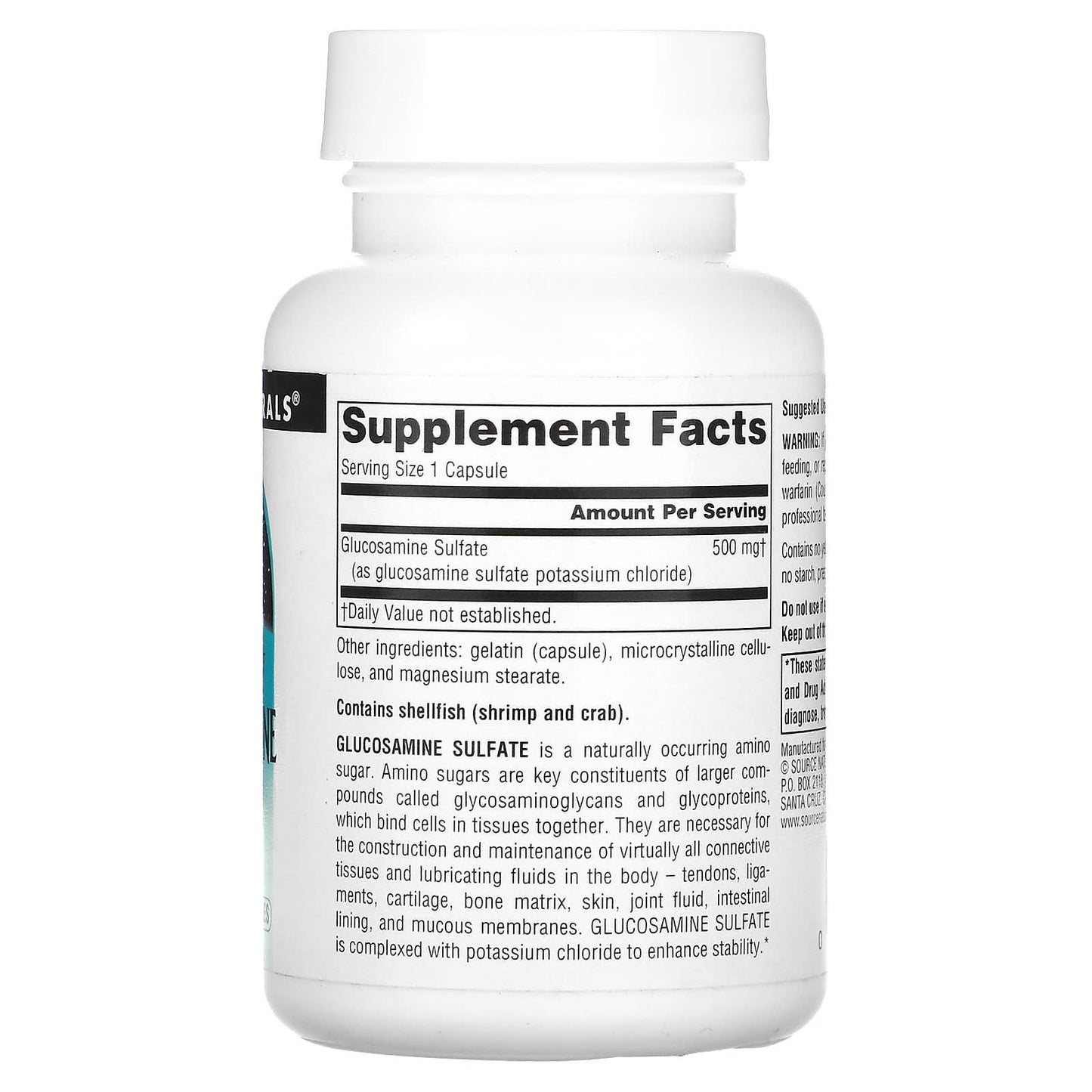 Source Naturals, Glucosamine Sulfate, Sodium Free, 500 mg, 60 Capsules - Image 2
