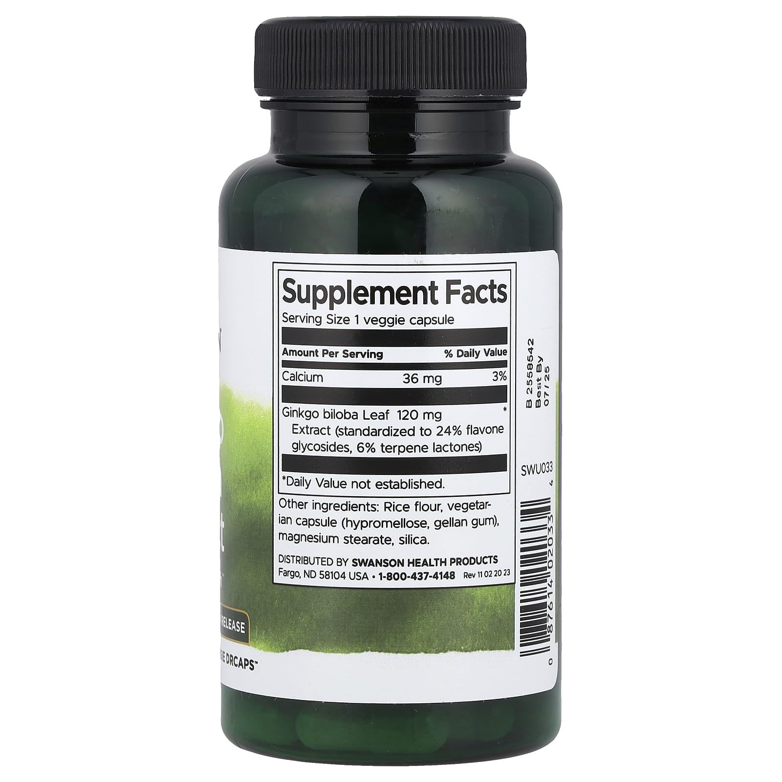 Swanson, Ginkgo Biloba Extract, 120 mg, 100 Veggie DRcaps - Image 2