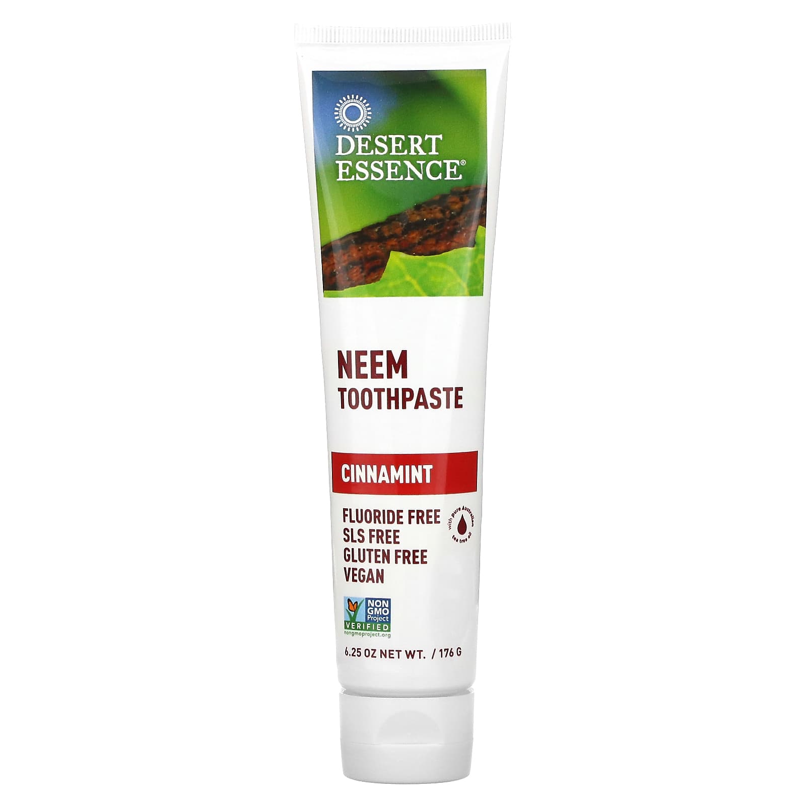 Neem Toothpaste by Desert Essence - Cinnamint, Fluoride Free, Vegan - Image 1