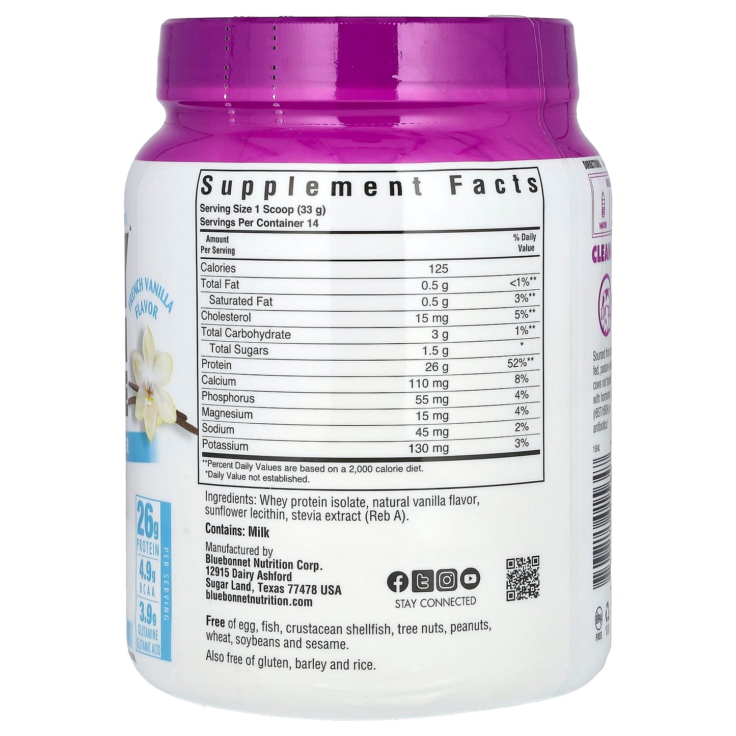 <strong>Bluebonnet Nutrition Whey Protein Isolate</strong> - 1 lb French Vanilla - Image 2