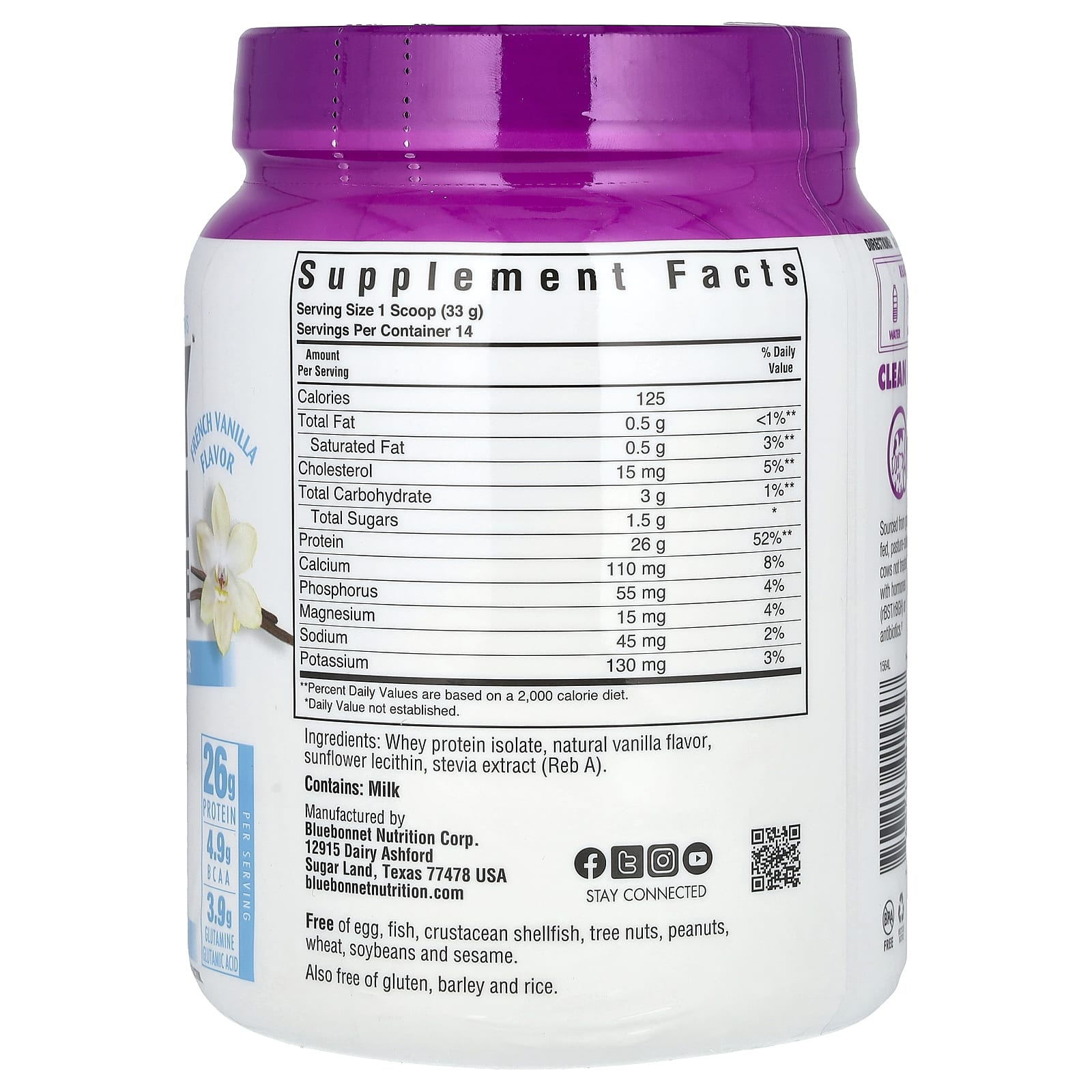 <strong>Bluebonnet Nutrition Whey Protein Isolate</strong> - 1 lb French Vanilla - Image 2