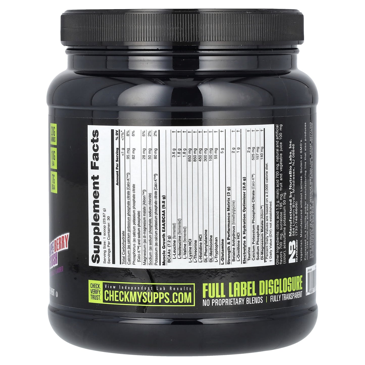 NutraBio, Intra Blast, Intra Workout Amino Fuel, Grape Berry Crush, 1.58 lb (716 g) - Image 2