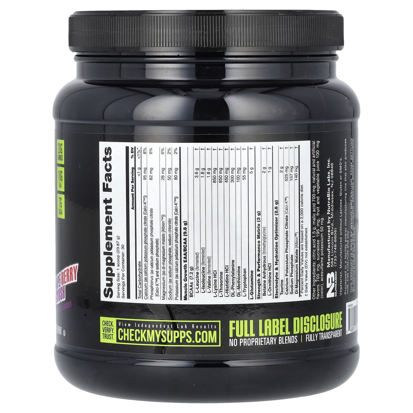 NutraBio, Intra Blast, Intra Workout Amino Fuel, Grape Berry Crush, 1.58 lb (716 g) - Image 2
