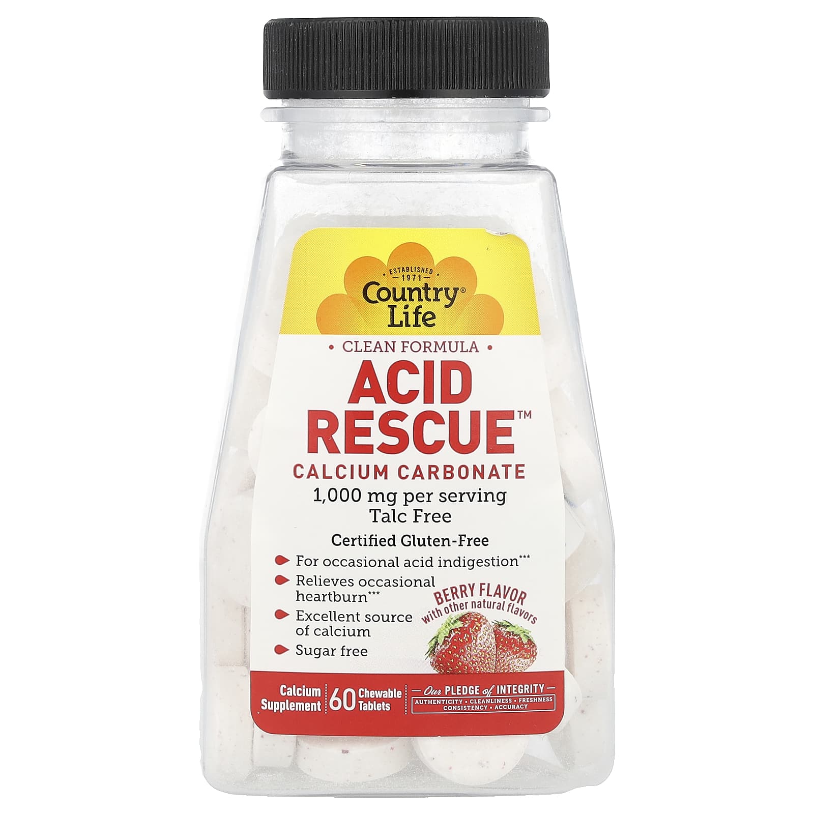 Country Life Acid Rescue Calcium Supplement for Occasional Heartburn Relief - Image 1
