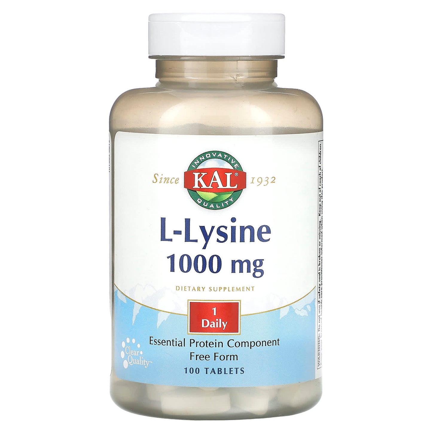 KAL, L-Lysine, 1,000 mg, 100 Tablets - Image 1