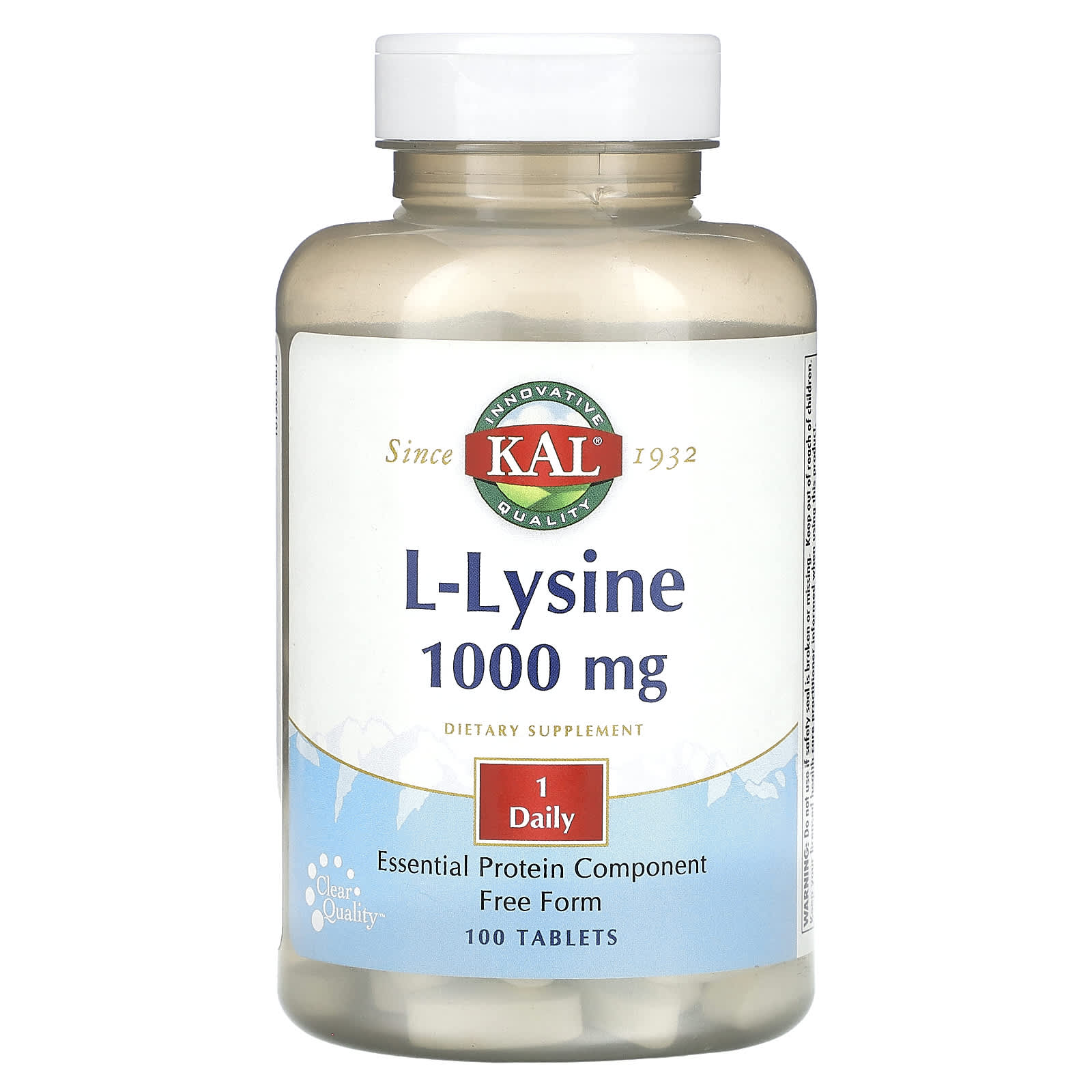 KAL, L-Lysine, 1,000 mg, 100 Tablets - Image 1