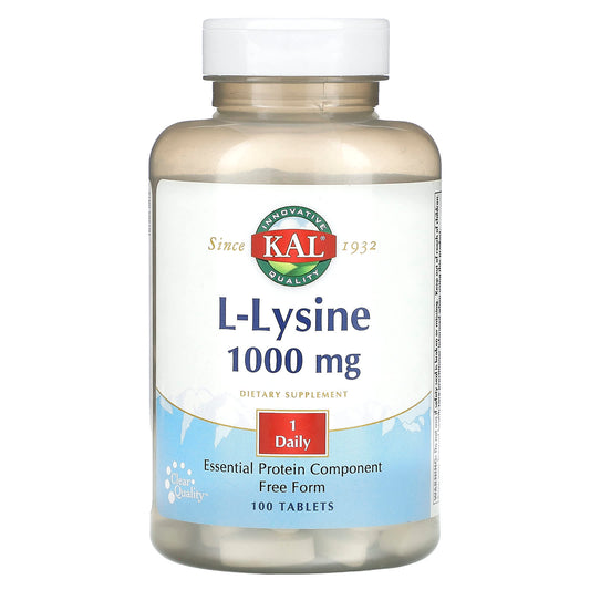 KAL, L-Lysine, 1,000 mg, 100 Tablets - Image 1