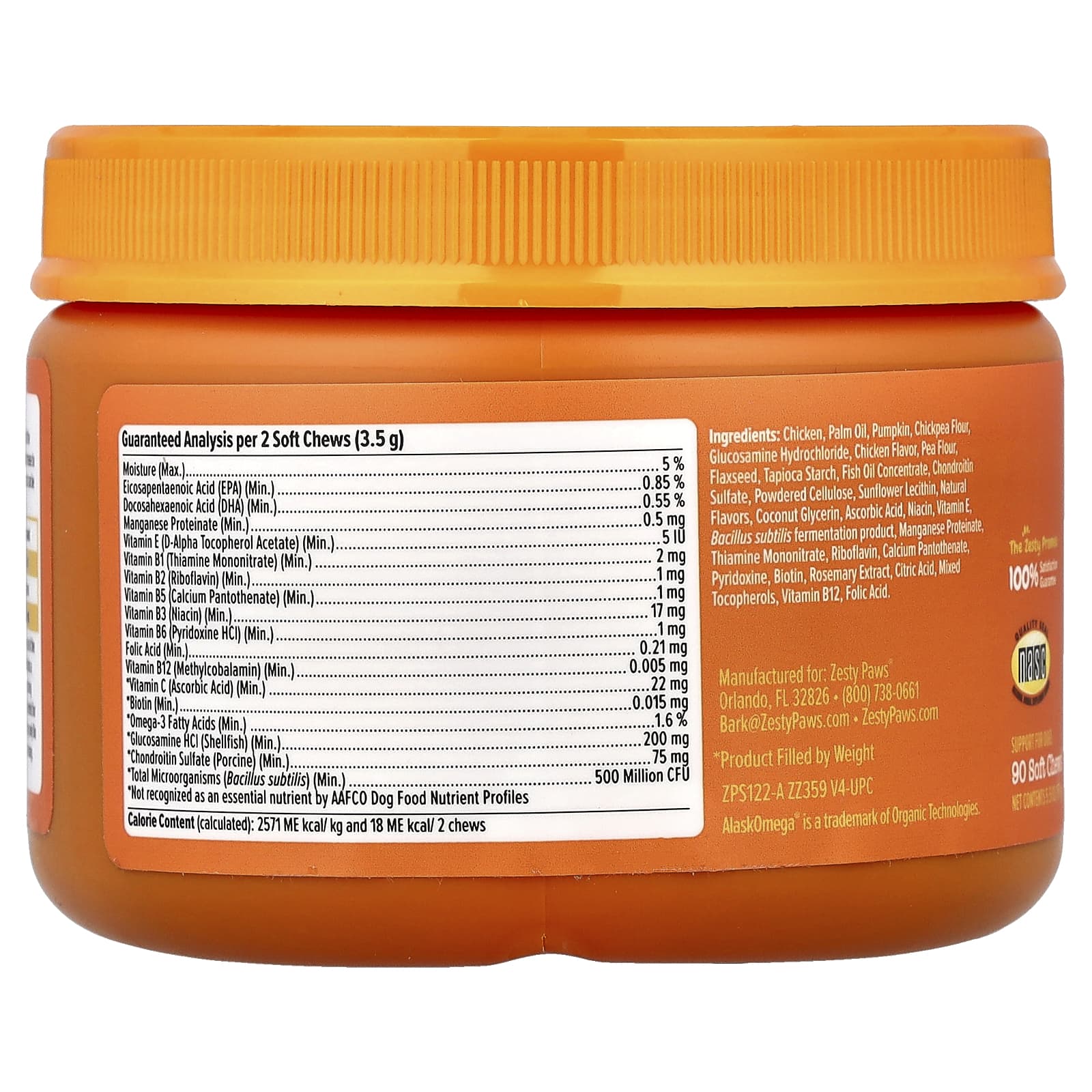 Zesty Paws, 8-in-1 Multivitamin Mini Bites, For Dogs, Chicken, 90 Soft Chews, 5.5 oz (157 g) - Image 2