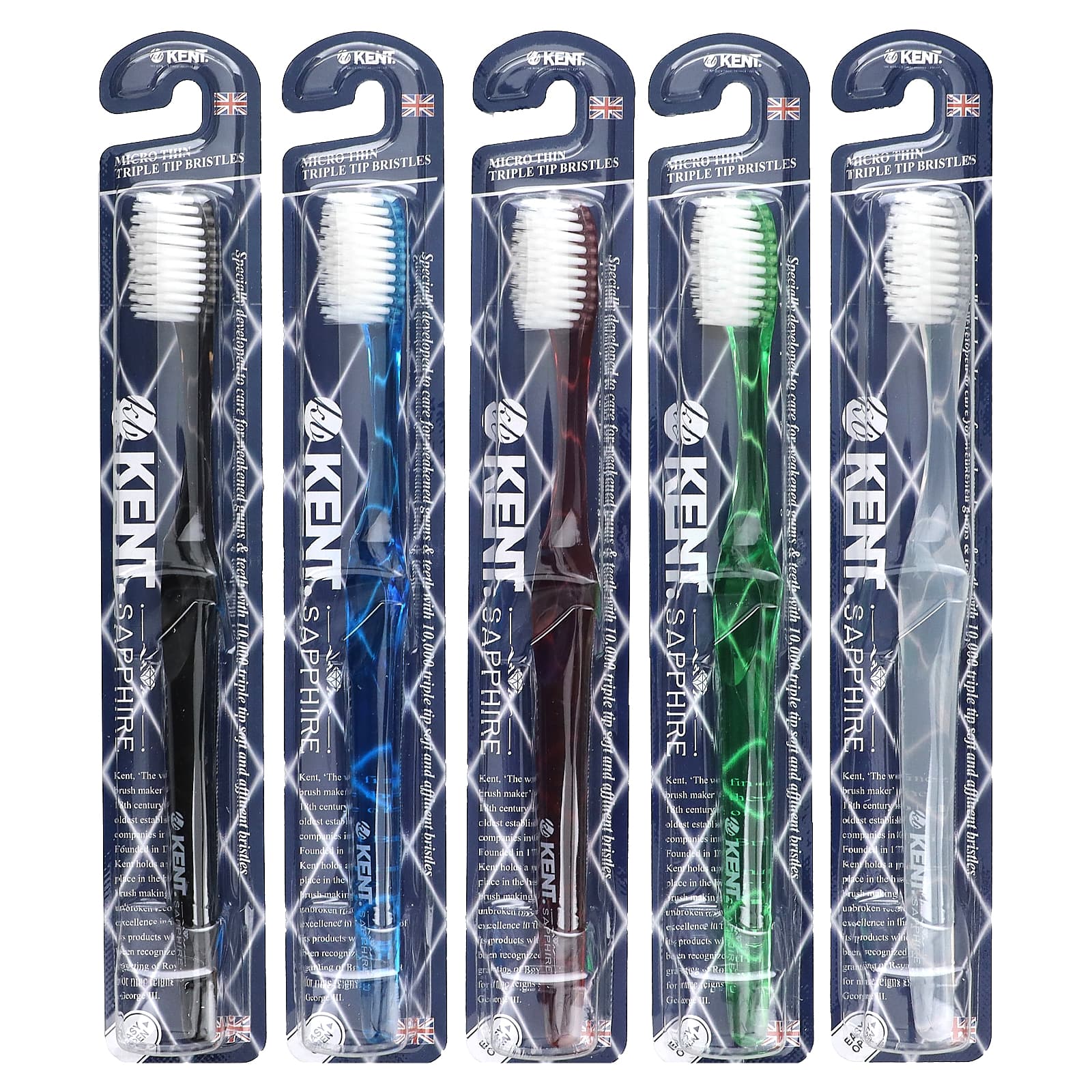 Kent, Ultra Soft Tootbrush, Sapphire, 5 Toothbrushes - Image 1