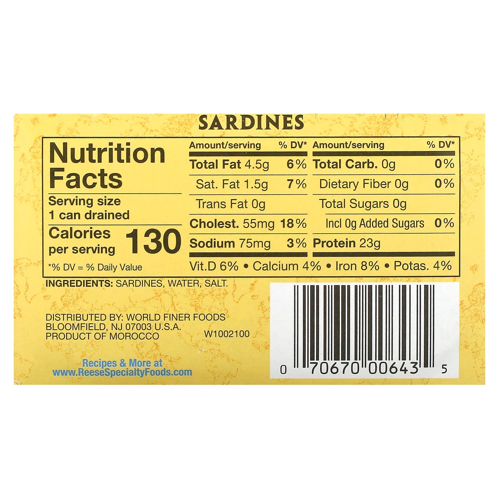 Reese, Skinless & Boneless Sardines, 4.375 oz (124 g) - Image 2