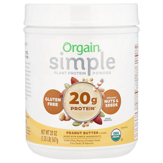 Orgain, Simple, Plant Protein Powder, Peanut Butter, 20 oz (567 g) - Image 1
