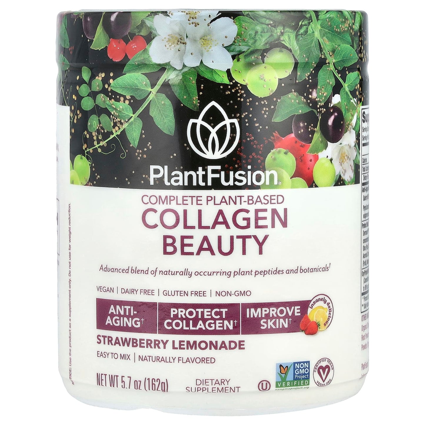 PlantFusion, Complete Plant Based Collagen Beauty, Strawberry Lemonade, 5.7 oz (162 g) - Image 1