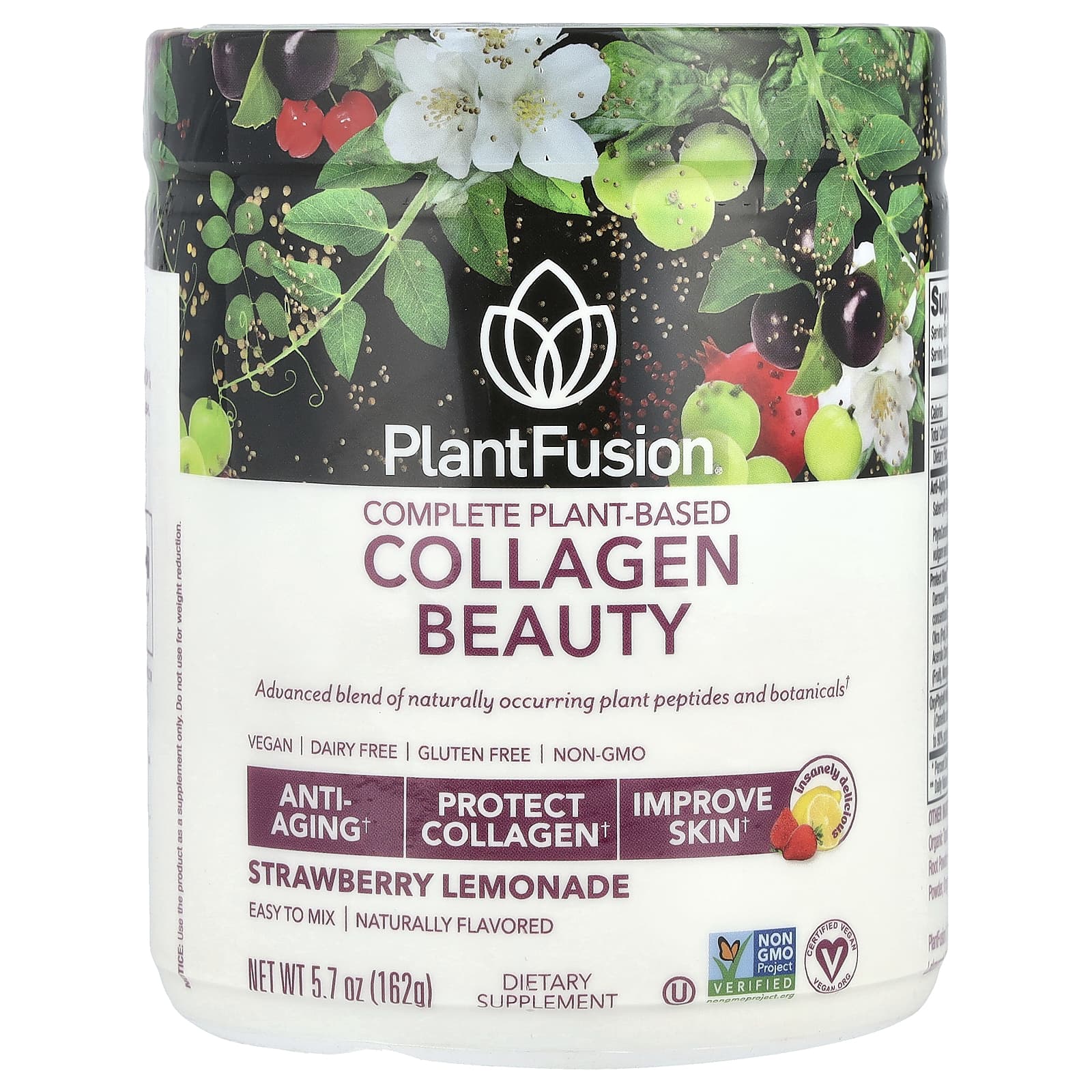 PlantFusion, Complete Plant Based Collagen Beauty, Strawberry Lemonade, 5.7 oz (162 g) - Image 1