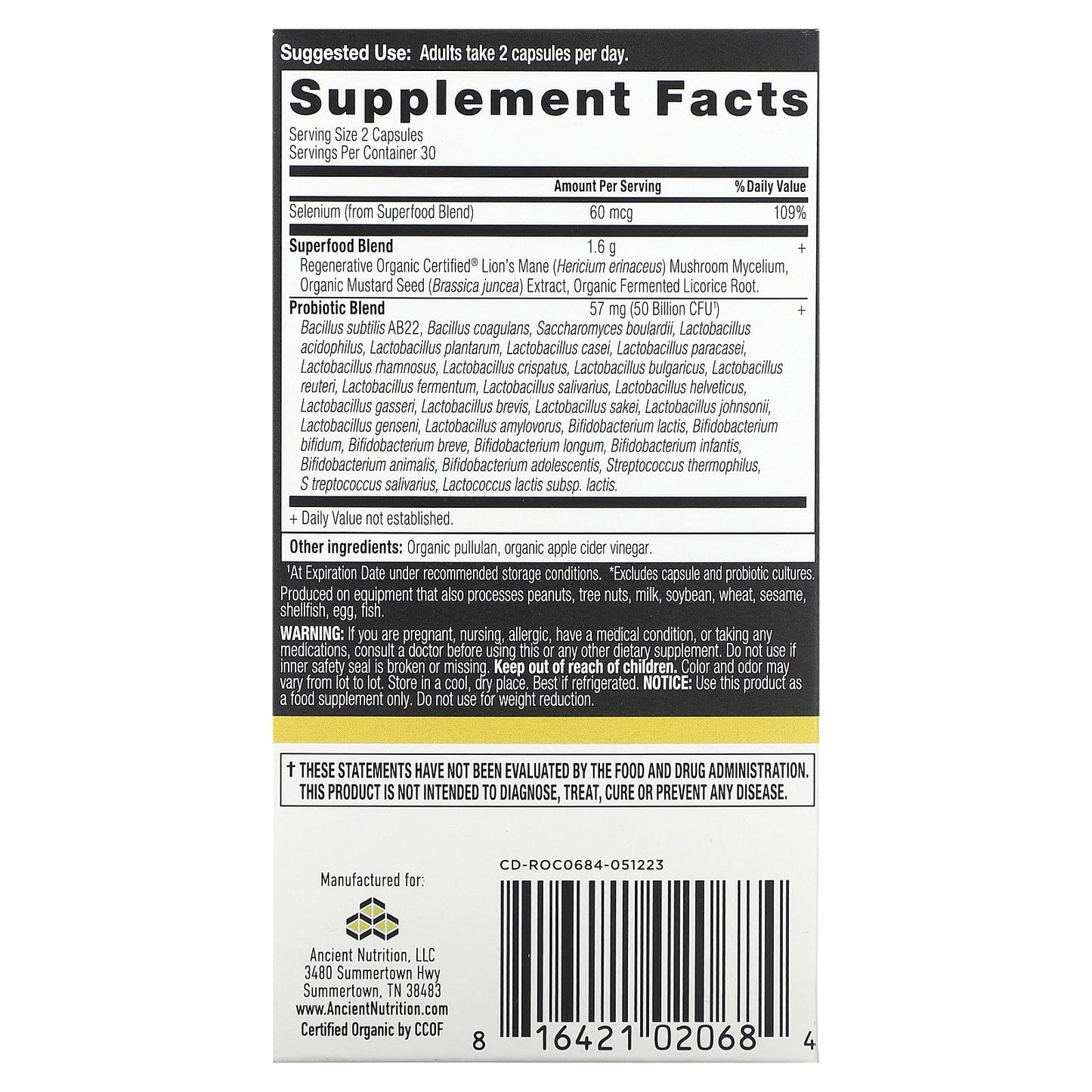 Ancient Nutrition Gut Recovery Probiotics - 25 Billion CFU, 60 Capsules - Image 2