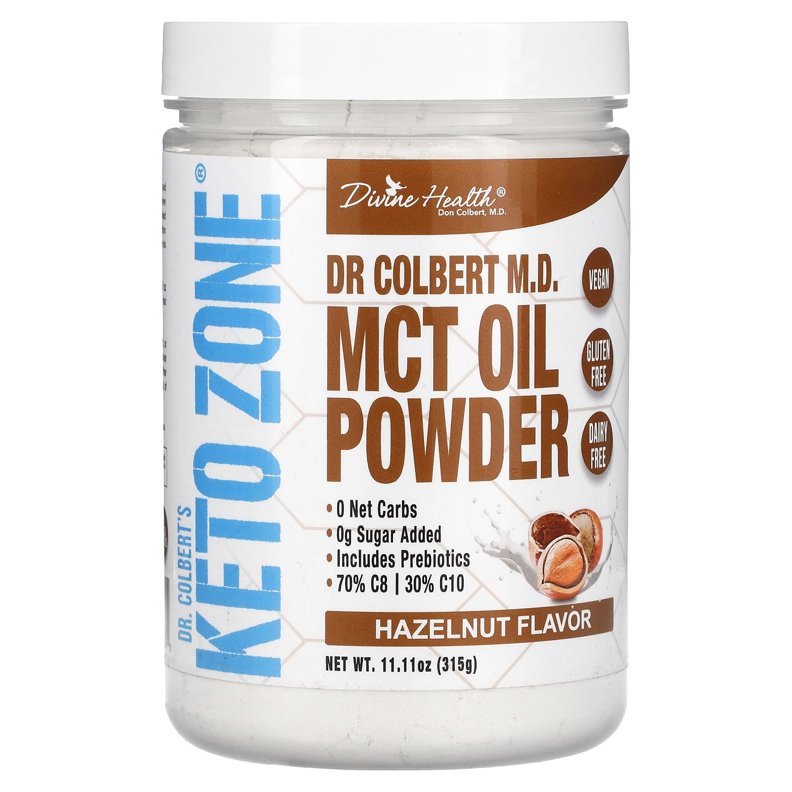 Dr. Colbert's Keto Zone MCT Oil Powder - Hazelnut, Non-GMO, Gluten-Free - Image 1
