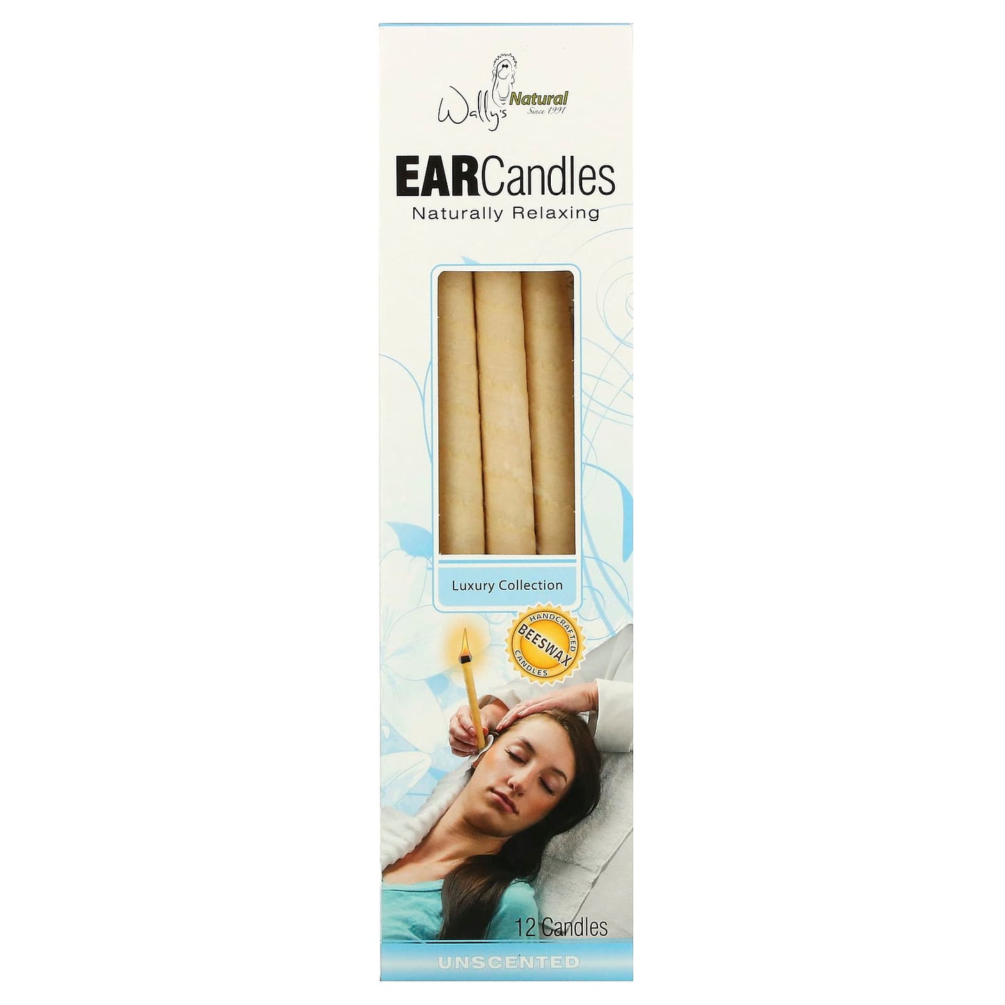 Wally's Natural, Beeswax Ear Candles, Luxury Collection, Unscented, 12 Candles - Image 1