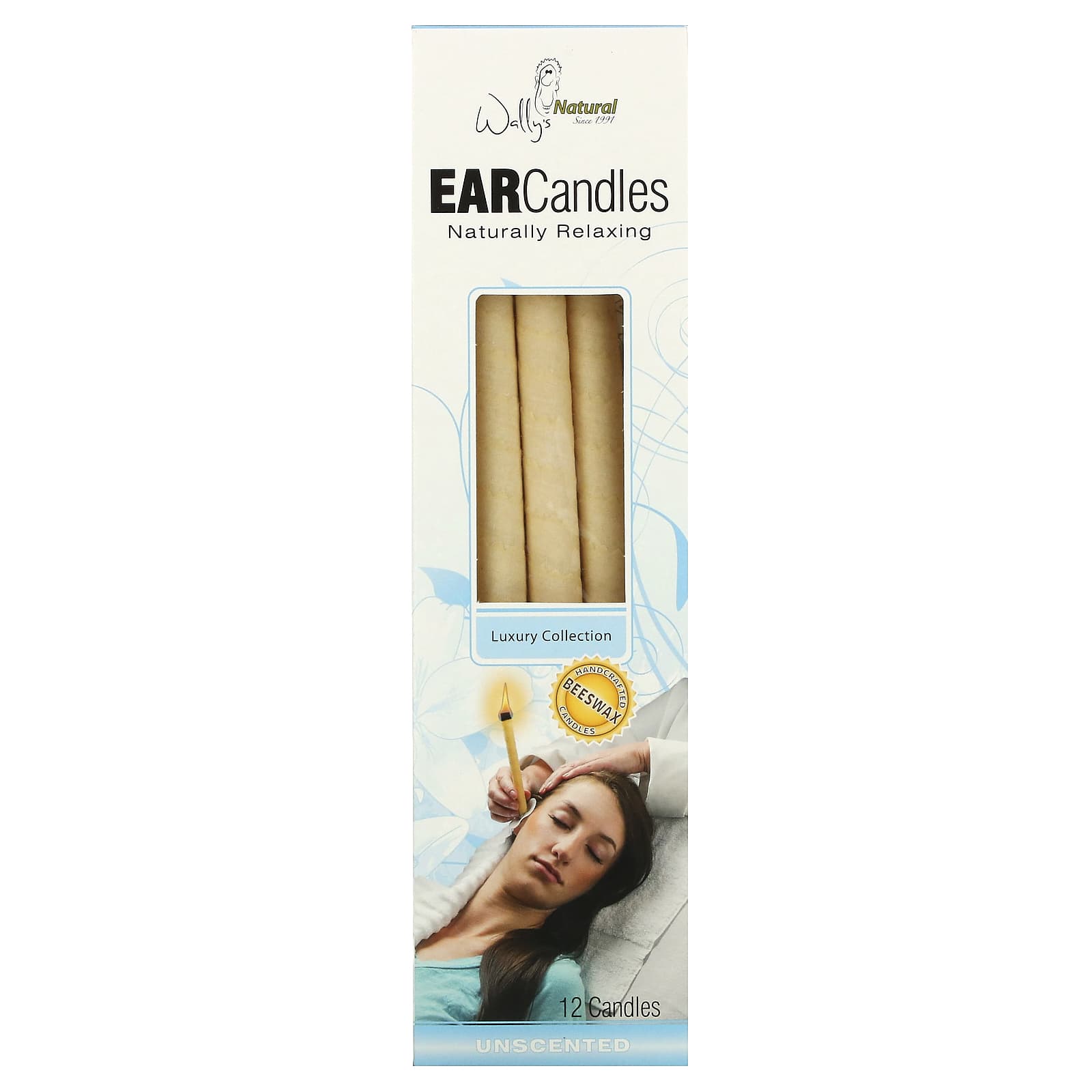 Wally's Natural, Beeswax Ear Candles, Luxury Collection, Unscented, 12 Candles - Image 1