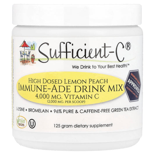 Sufficient C, High Dosed Immune-Ade Drink Mix, Lemon Peach, 125 g - Image 1
