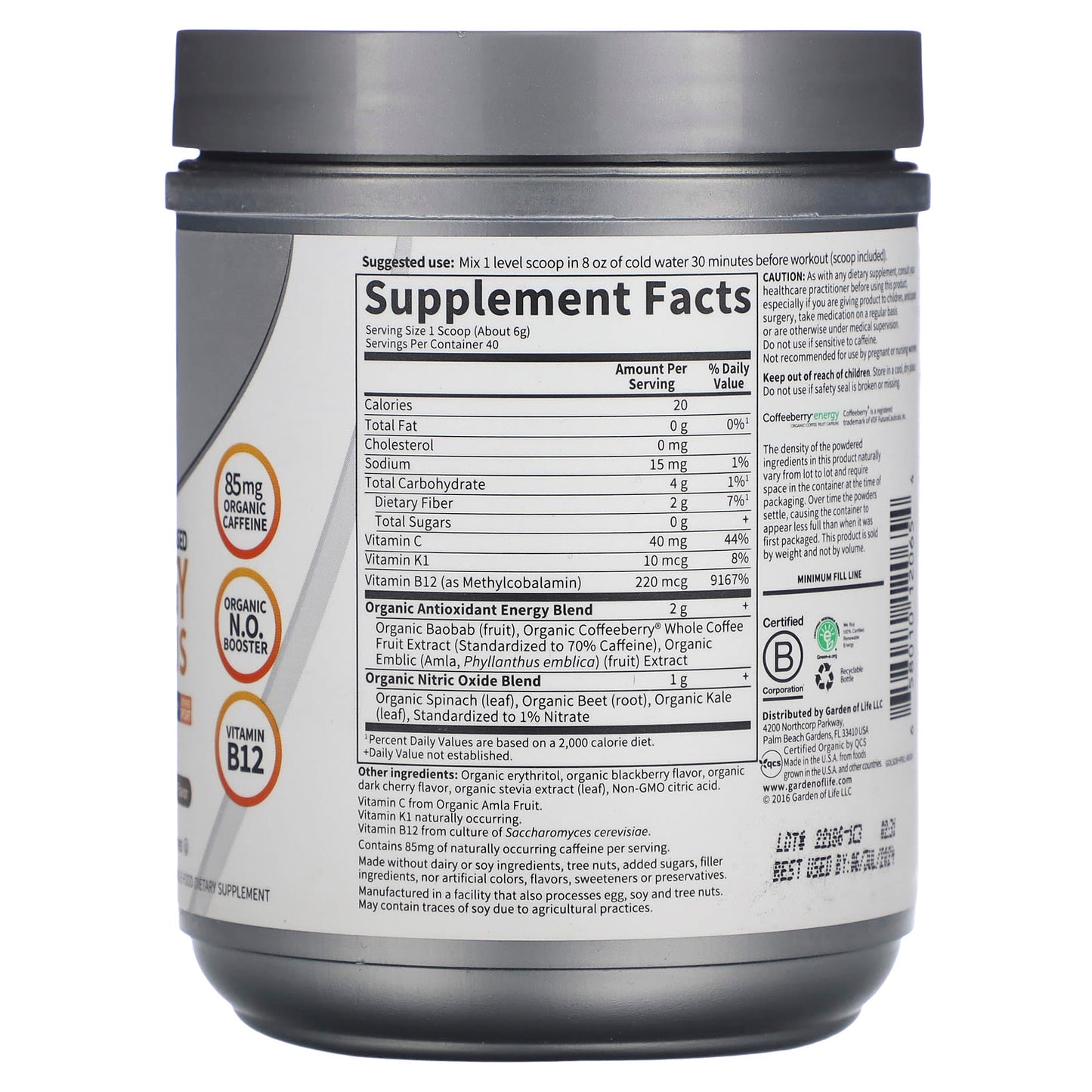 Garden of Life Organic Pre-Workout Energy + Focus - Image 2