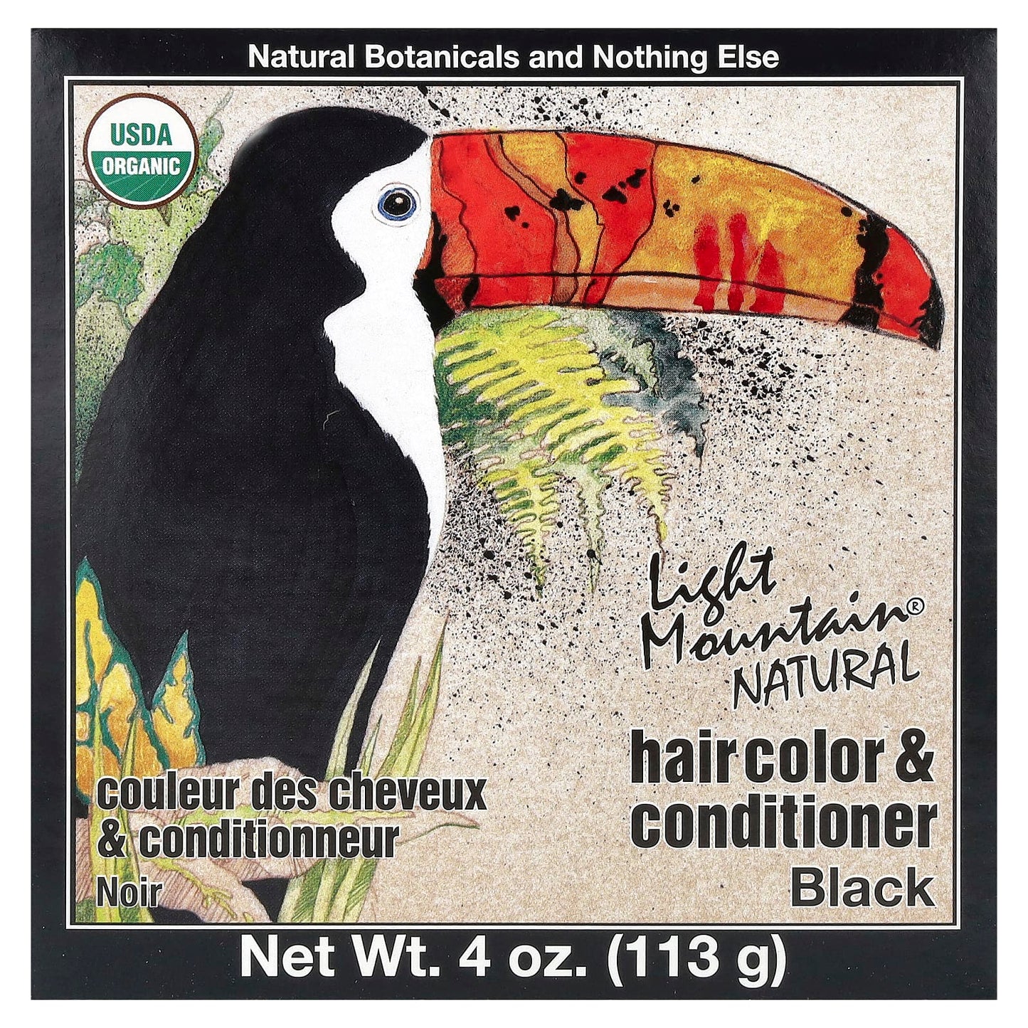 Light Mountain, Natural Hair Color & Conditioner, Black, 4 oz (113 g) - Image 1