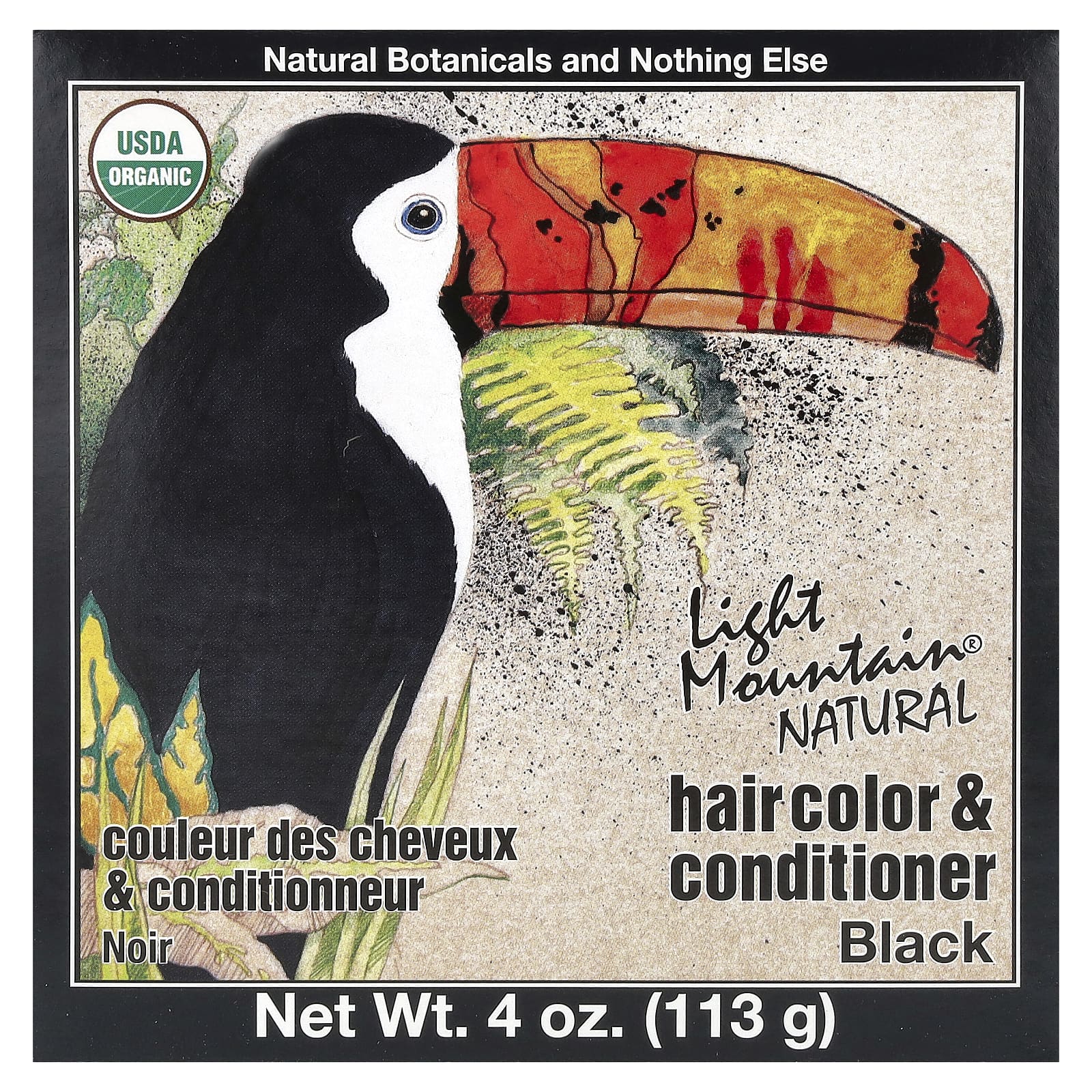 Light Mountain, Natural Hair Color & Conditioner, Black, 4 oz (113 g) - Image 1