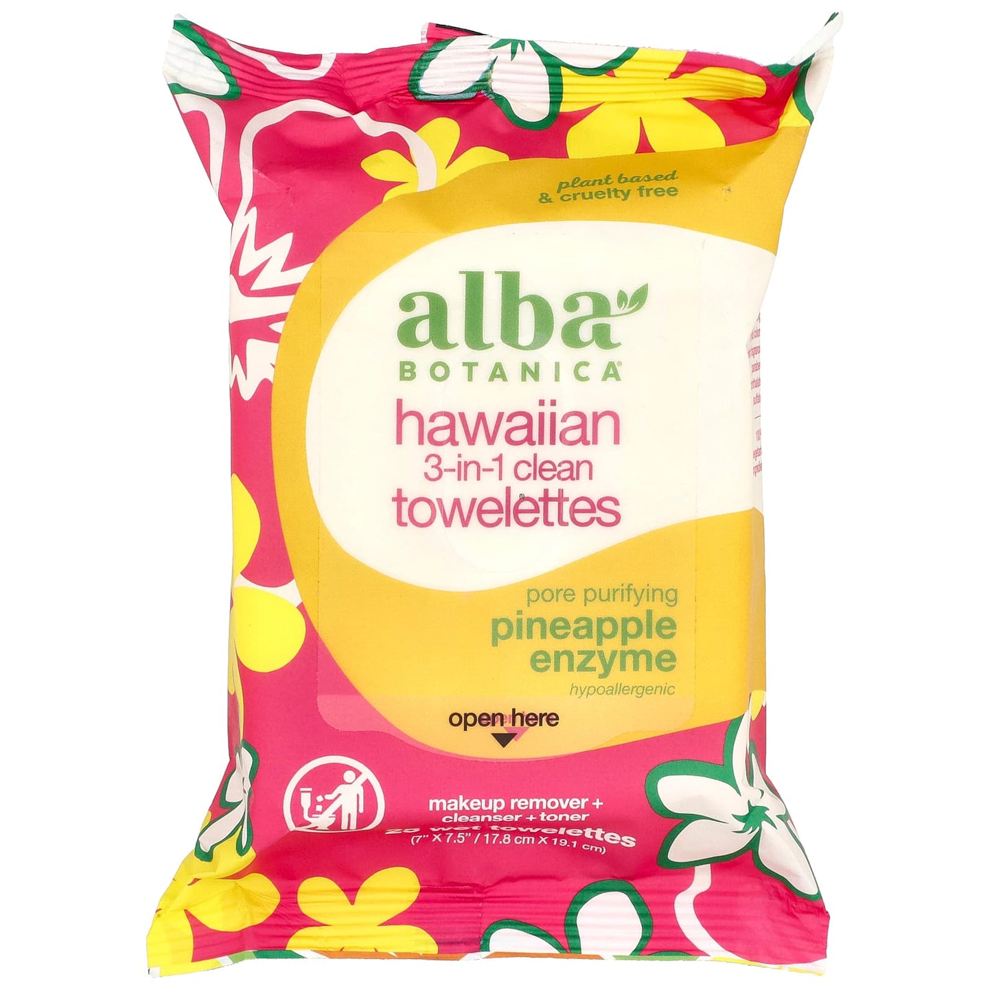 Alba Botanica 3-in-1 Hawaiian Pineapple Enzyme Towelettes, 25 Count - Image 1