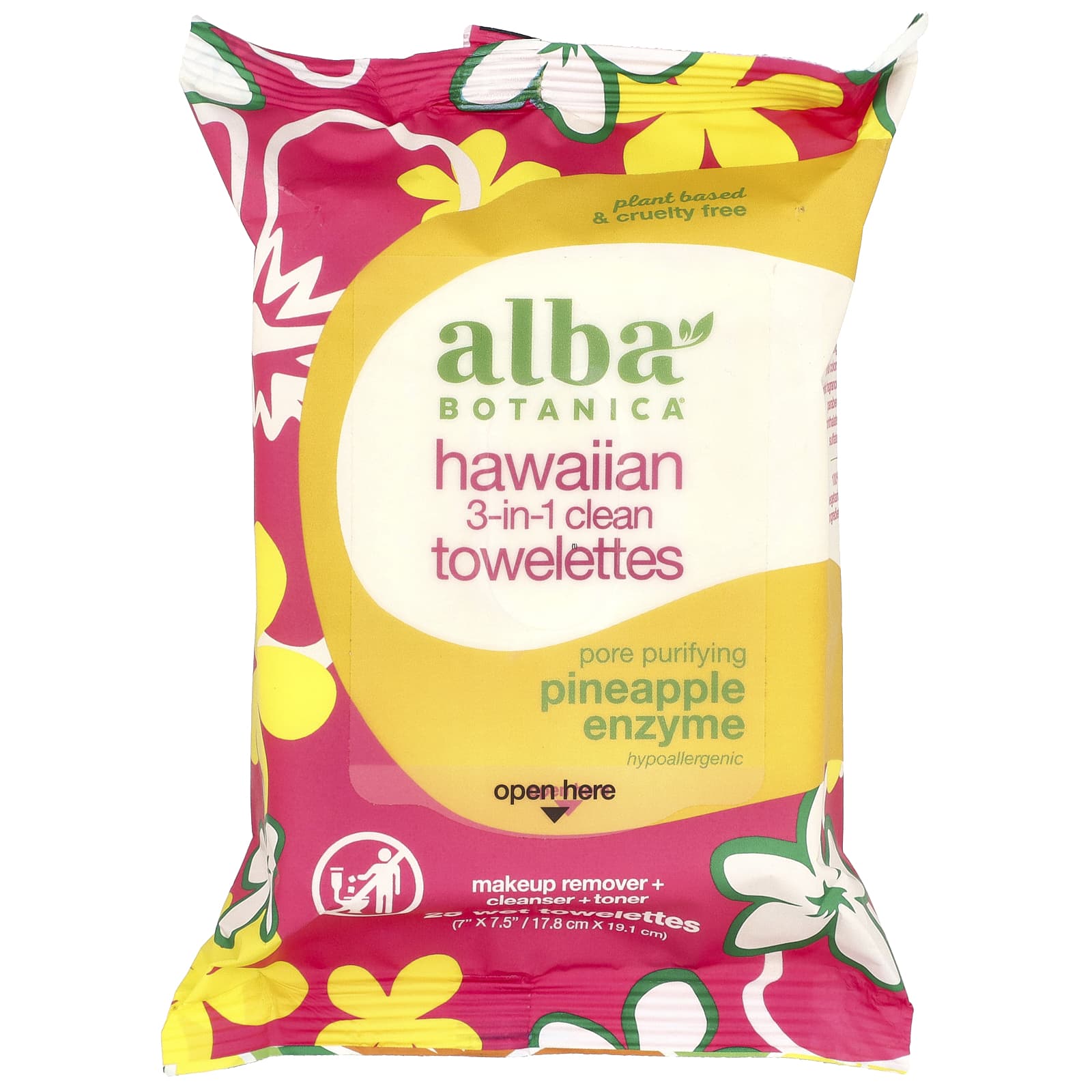 Alba Botanica 3-in-1 Hawaiian Pineapple Enzyme Towelettes, 25 Count - Image 1