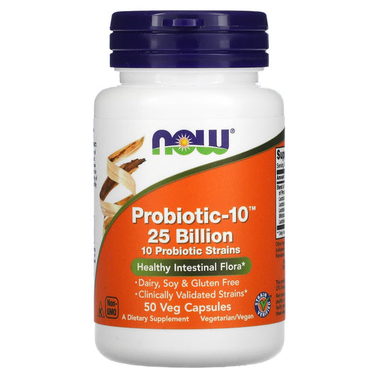 NOW Foods, Probiotic-10, 25 Billion, 50 Veg Capsules - Image 1