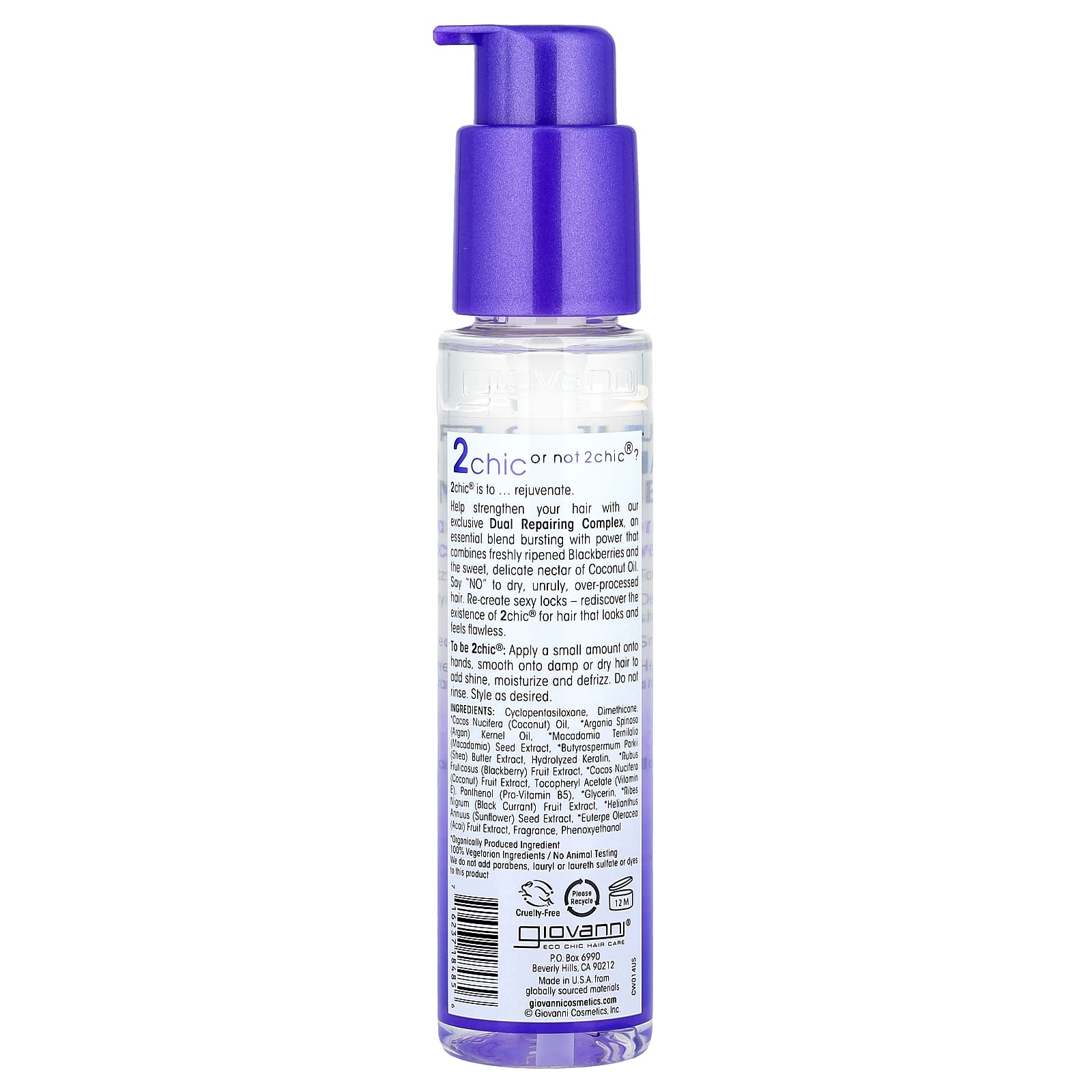 Giovanni's Repairing Super Potion Hair Oil Serum - Blackberry & Coconut - Image 2