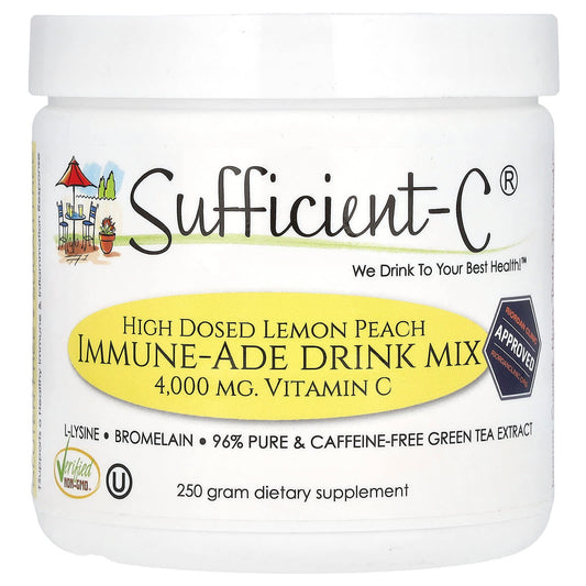 Sufficient C, High Dosed Immune-Ade Drink Mix, Lemon Peach, 250 g - Image 1