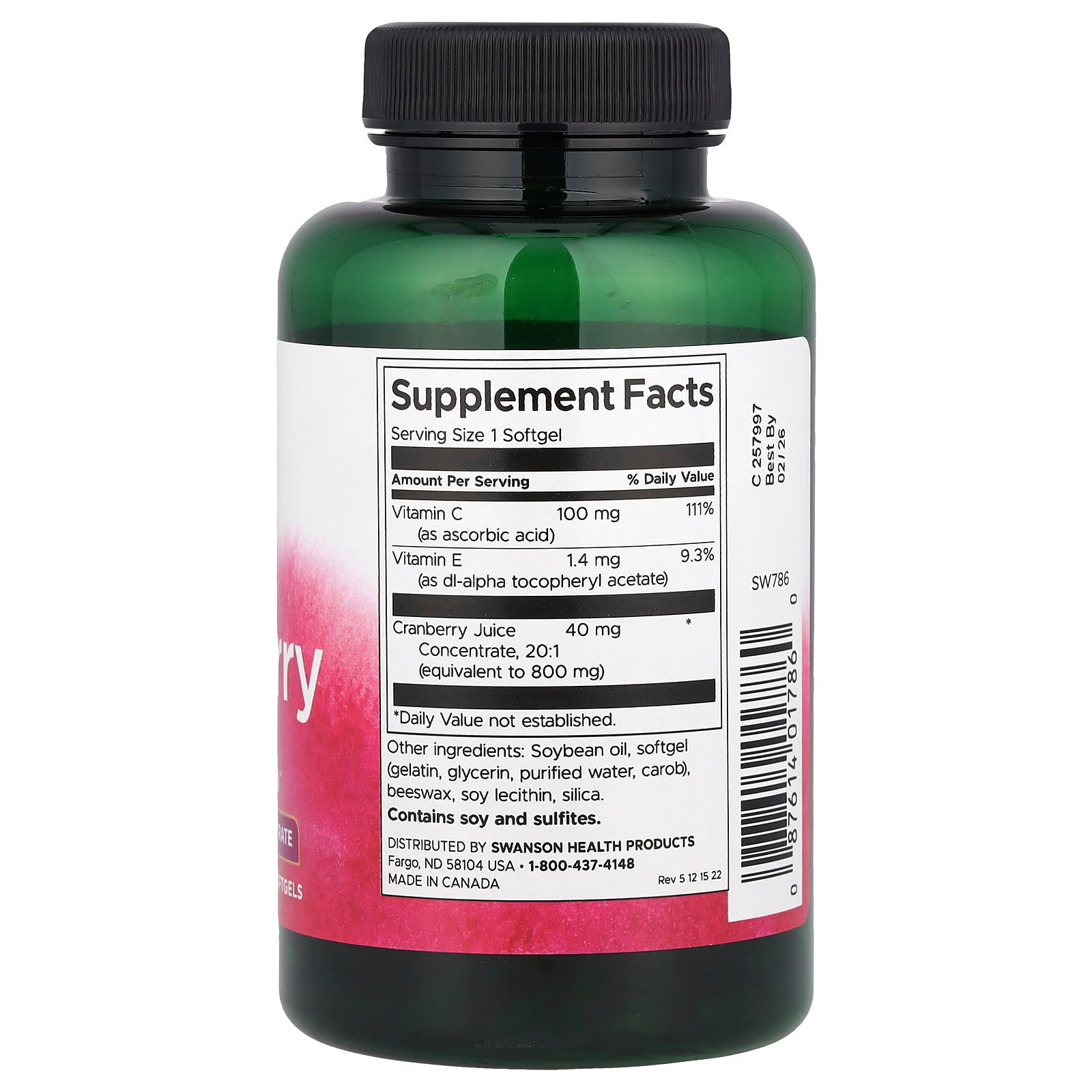 Swanson, Cranberry, 180 Softgels - Image 2