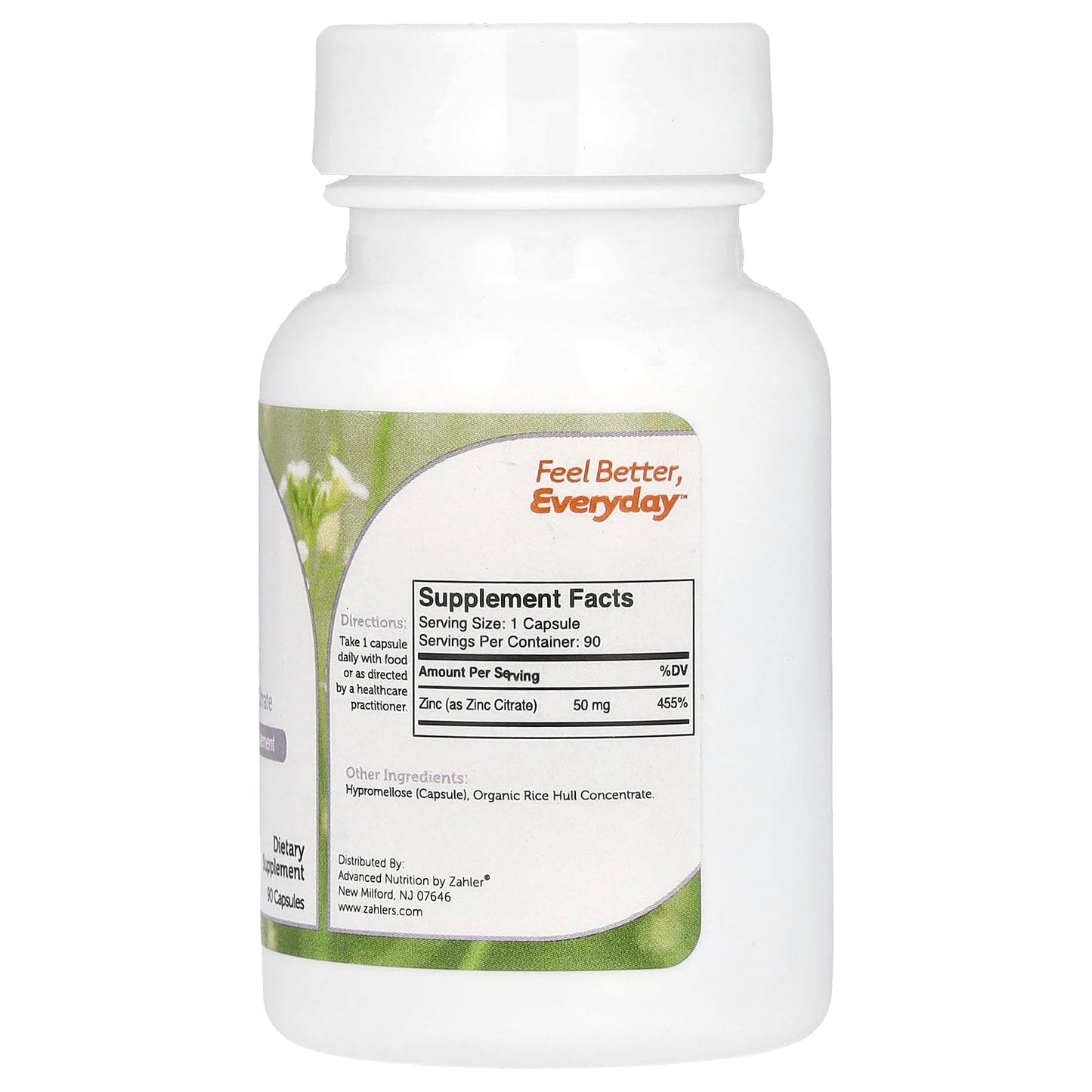 Zahler, Zinc, Bioactive Zinc Citrate, 90 Capsules (50 mg per Capsule) - Image 2
