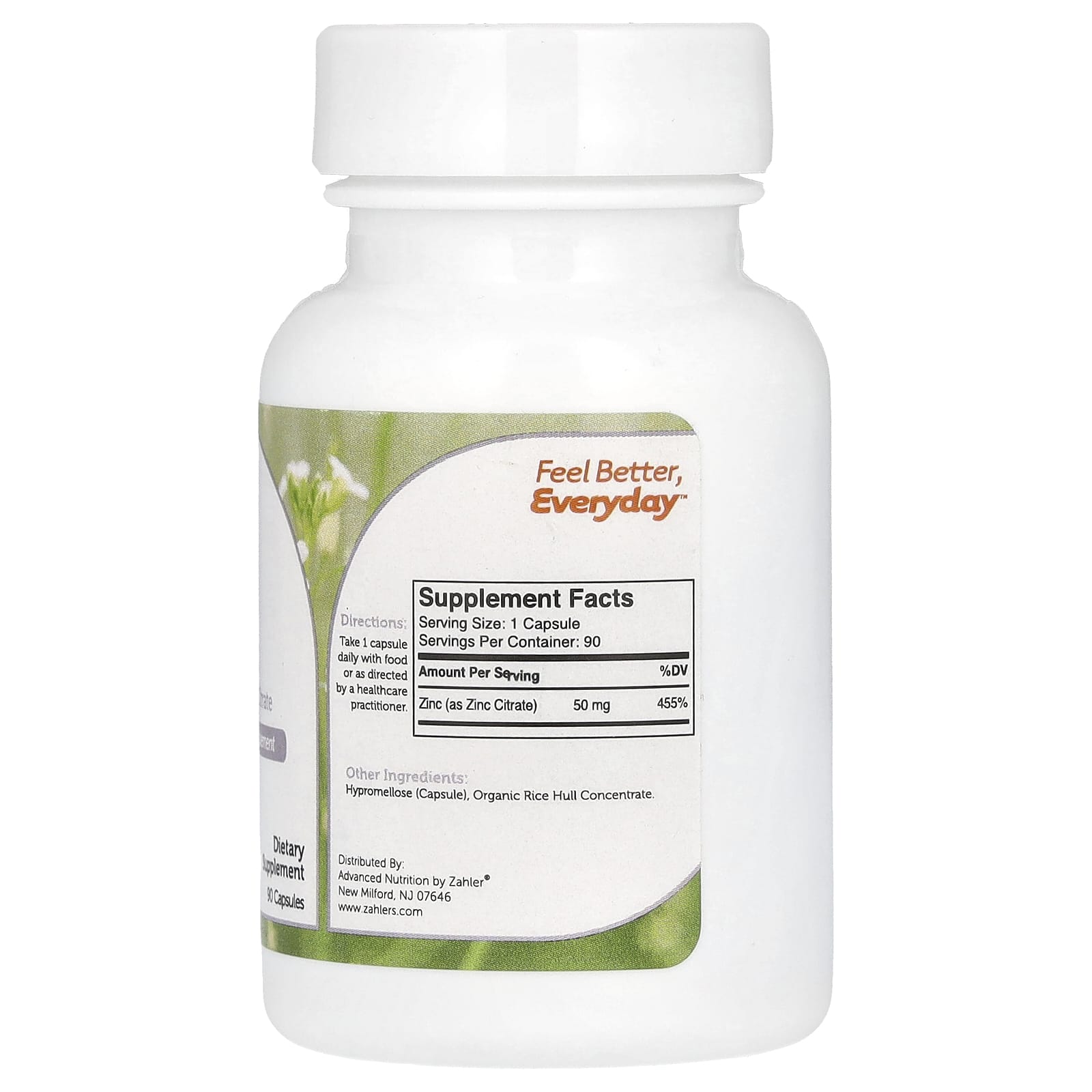 Zahler, Zinc, Bioactive Zinc Citrate, 90 Capsules (50 mg per Capsule) - Image 2