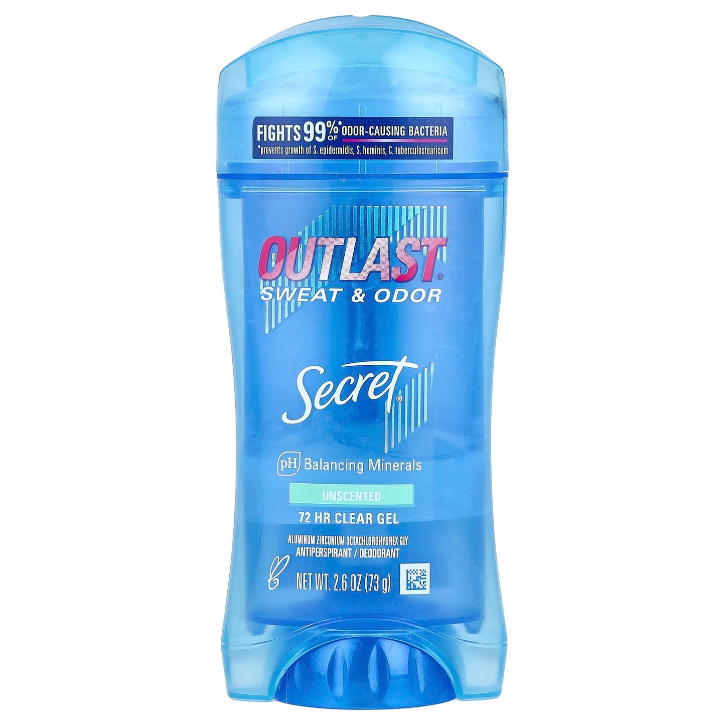 Secret, Outlast®, Sweat & Odor, Antiperspirant Deodorant, Clear Gel, Unscented, 2.6 oz (73 g) - Image 1