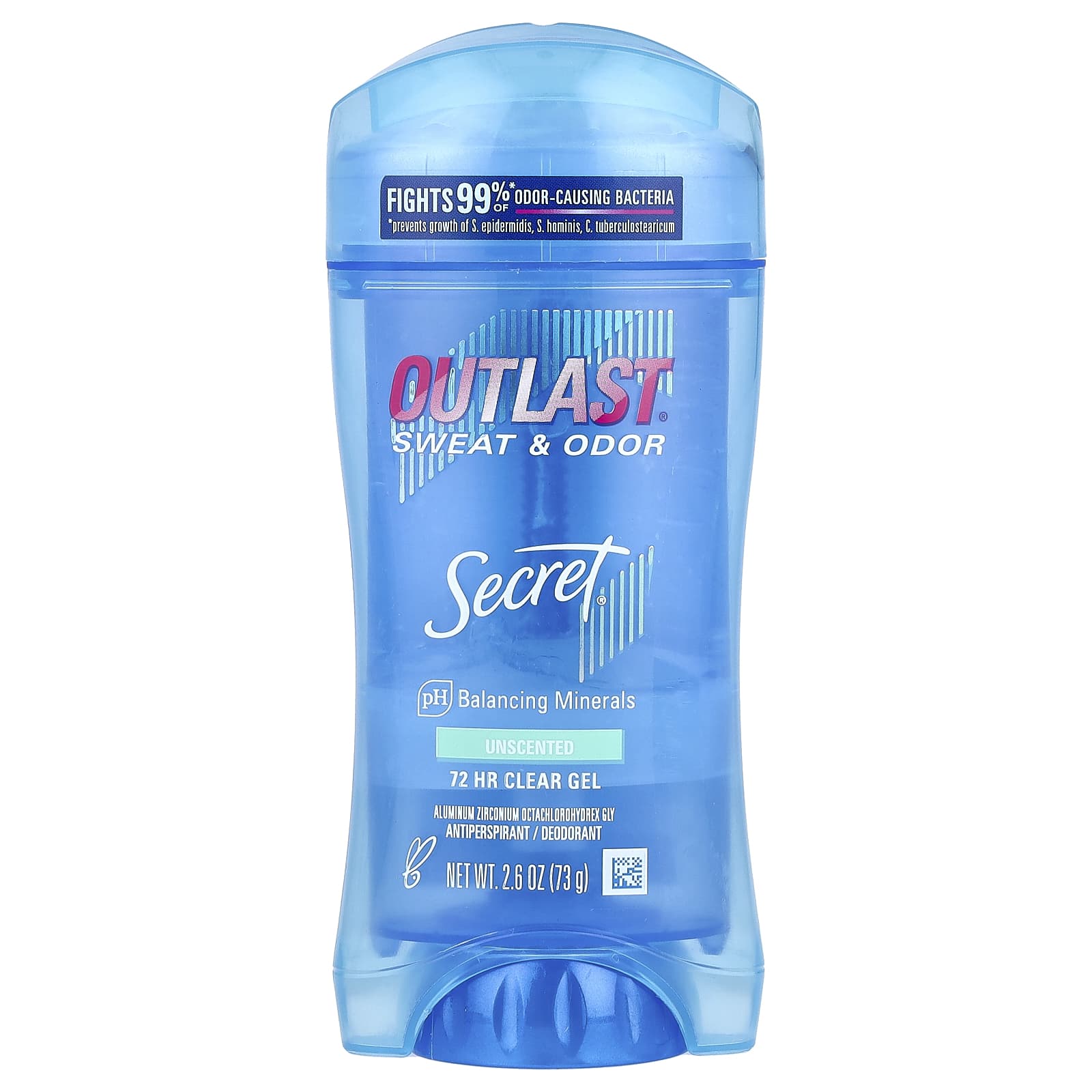 Secret, Outlast®, Sweat & Odor, Antiperspirant Deodorant, Clear Gel, Unscented, 2.6 oz (73 g) - Image 1