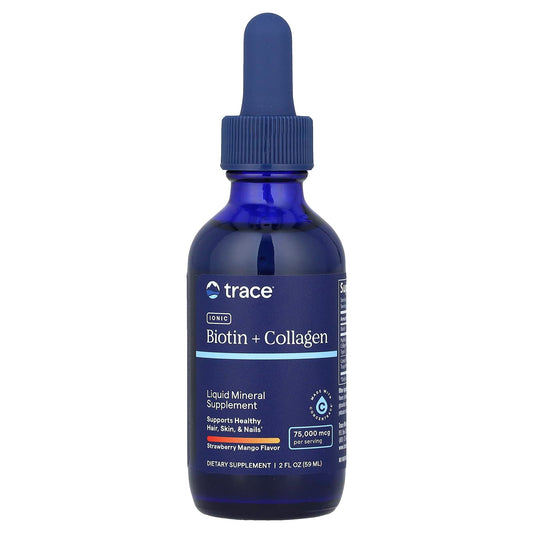 Trace, Ionic Biotin + Collagen, Strawberry Mango, 75,000 mcg, 2 fl oz (59 ml) - Image 1