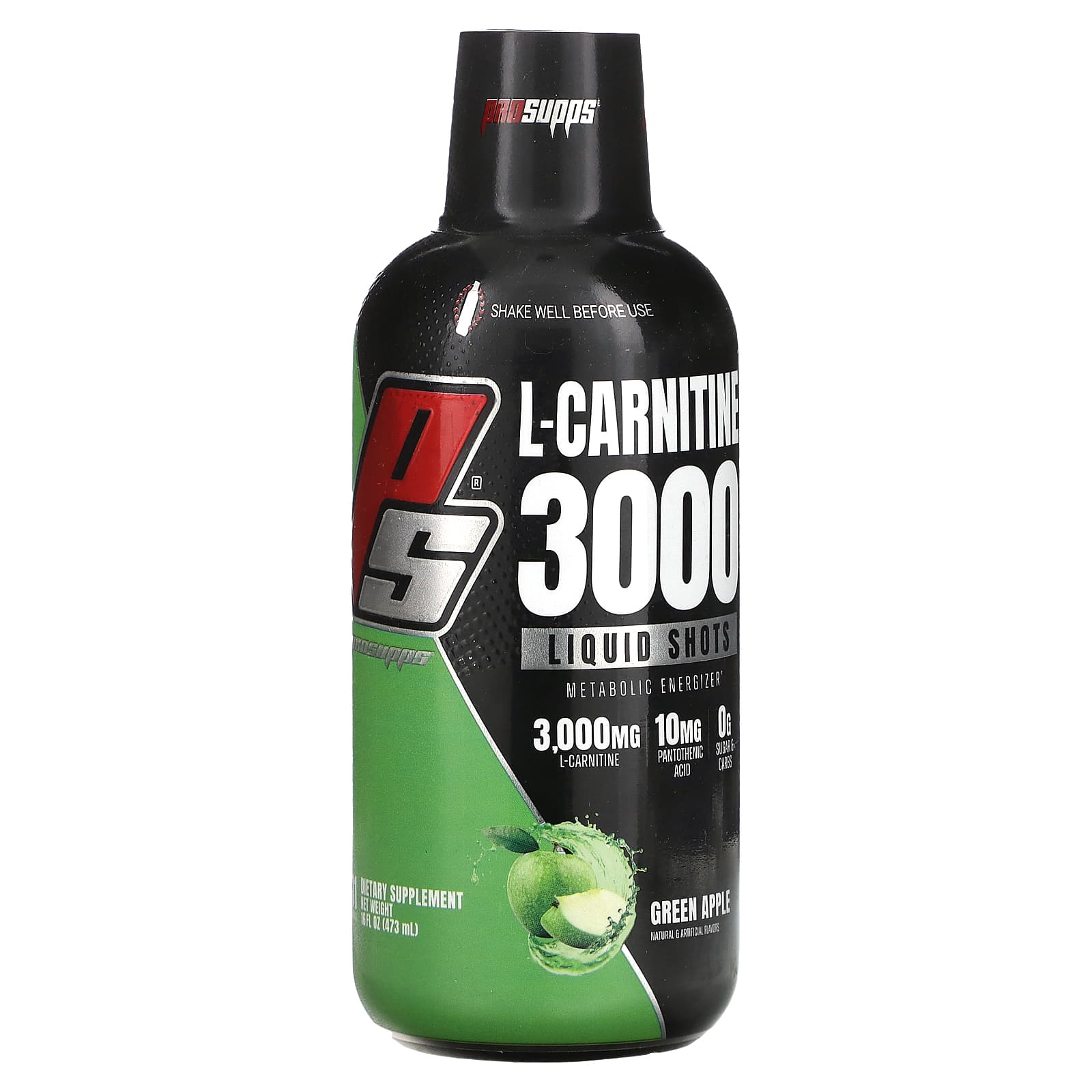 ProSupps, L-Carnitine 3000 Liquid Shots, Green Apple, 16 fl oz (473 ml) - Image 1