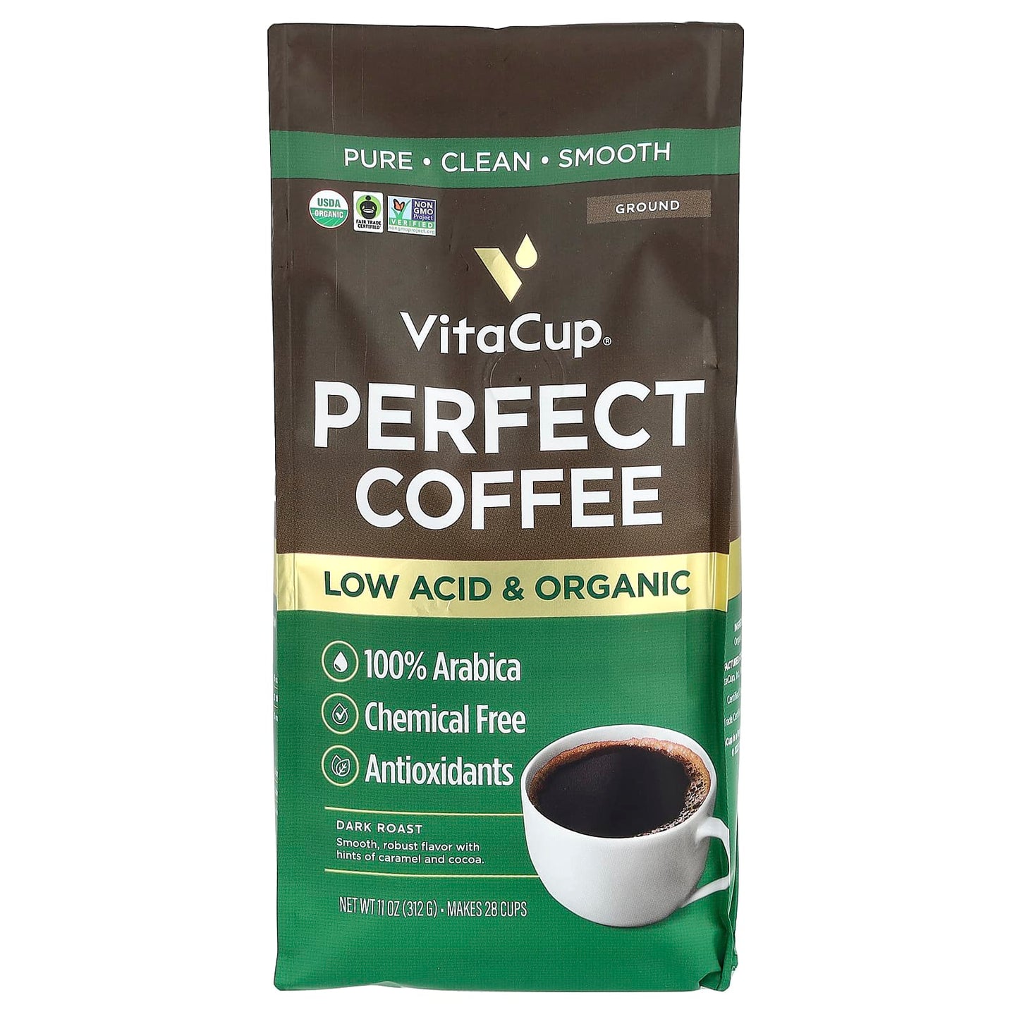 VitaCup, Perfect Coffee, Ground, Dark Roast, 11 oz (312 g) - Image 1
