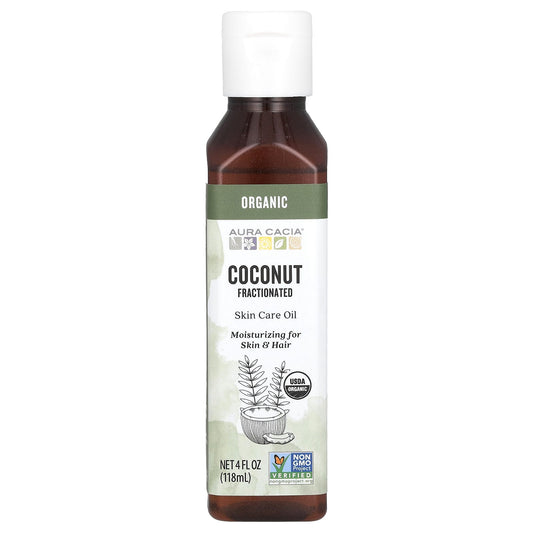 Organic Coconut Oil for Skin & Hair Care by Aura Cacia (4 fl oz, 118 ml) - Image 1