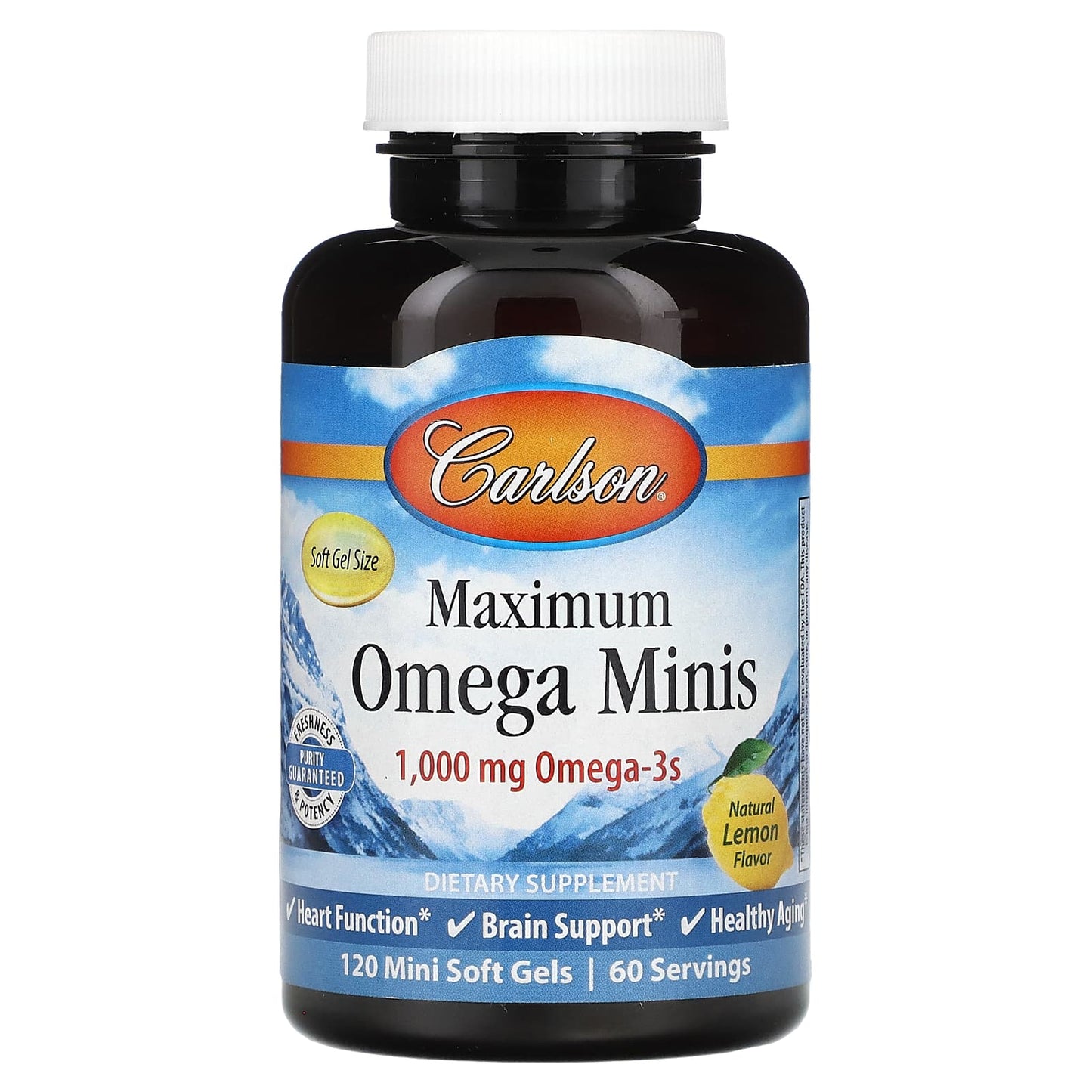 Carlson Maximum Omega Minis - 120 Softgels, 1,000mg Omega-3s - Image 1