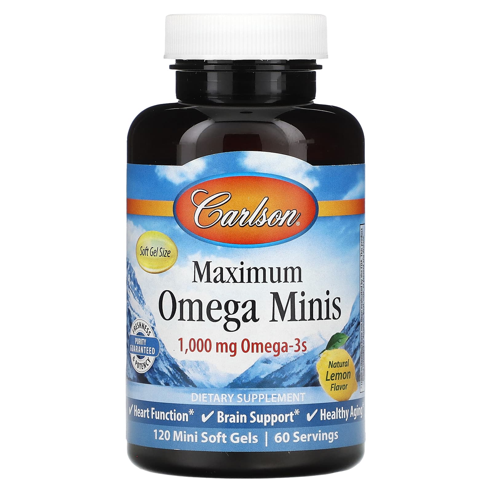 Carlson Maximum Omega Minis - 120 Softgels, 1,000mg Omega-3s - Image 1