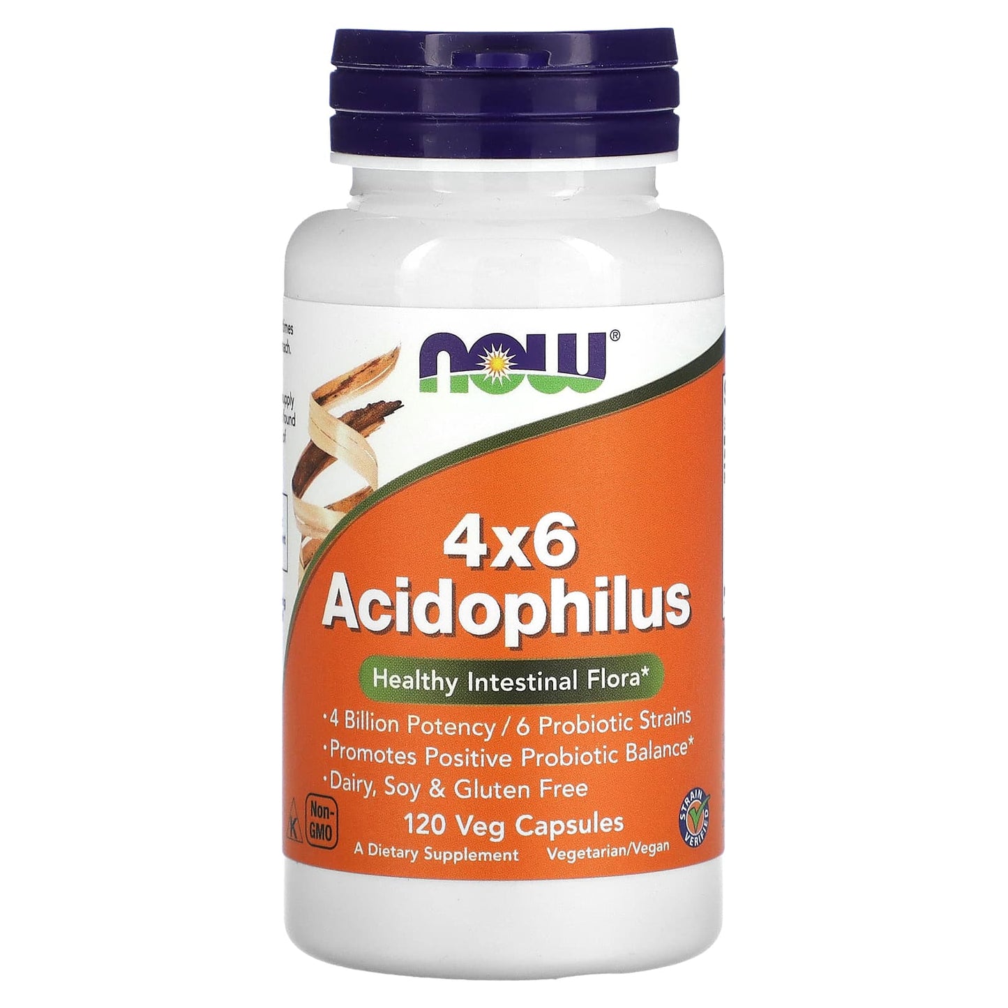 NOW Foods, 4x6 Acidophilus, 120 Veg Capsules - Image 1