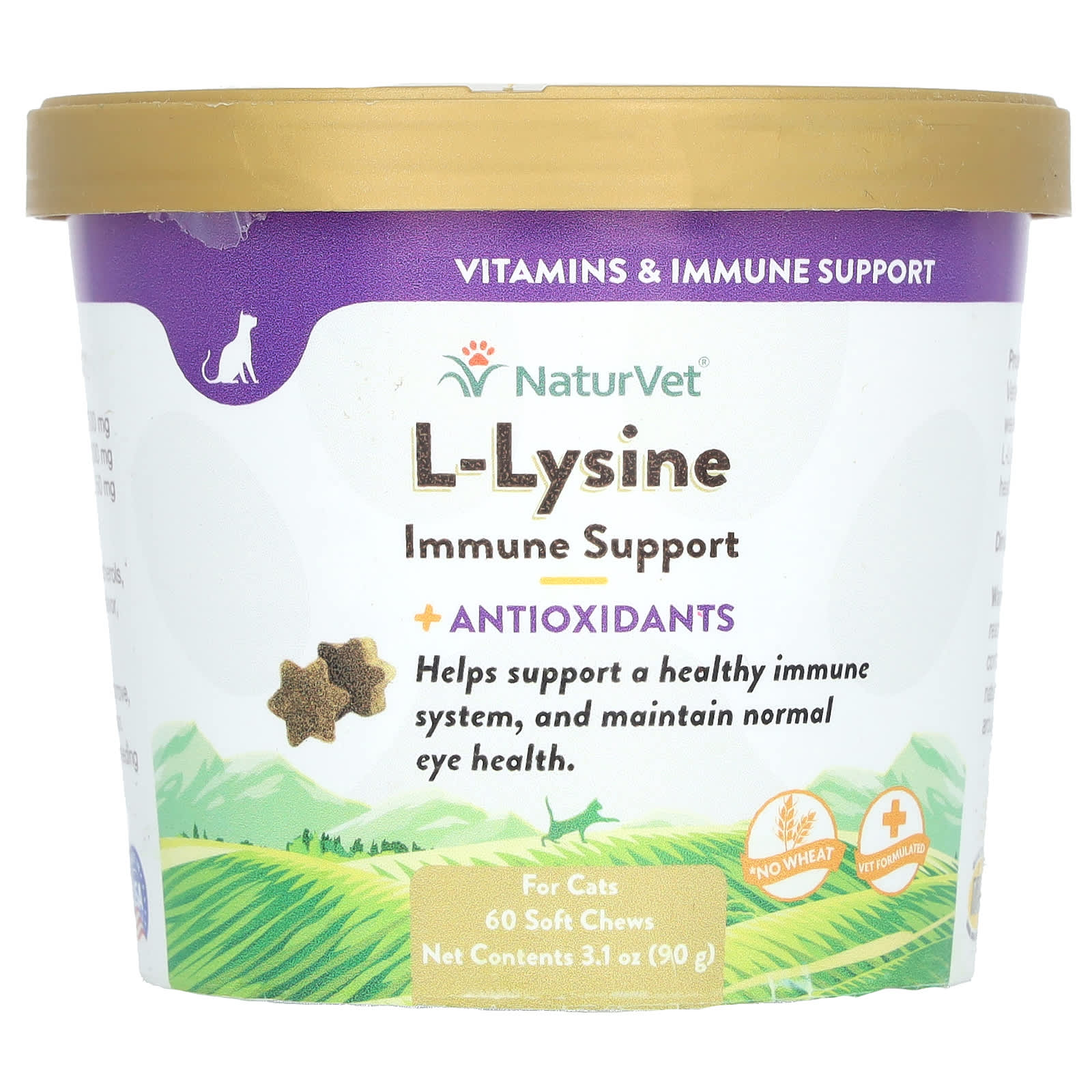 NaturVet, L-Lysine Immune Support + Antioxidants, For Cats, 60 Soft Chews, 3.1 oz (90 g) - Image 1