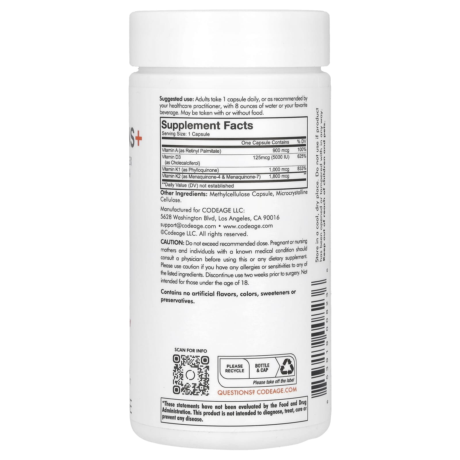 Codeage ADK Vitamins Supplement 180 Capsules for Immune Support - Image 2