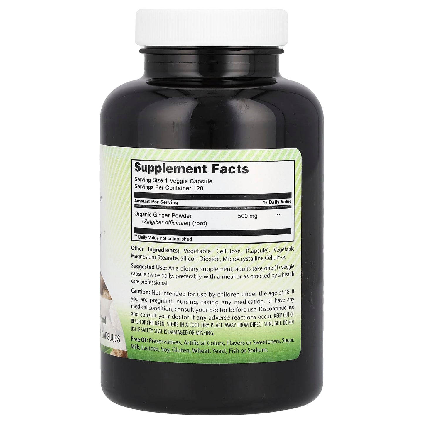 Amazing India Organic Ginger Root 500mg 120 Veggie Capsules - Image 2