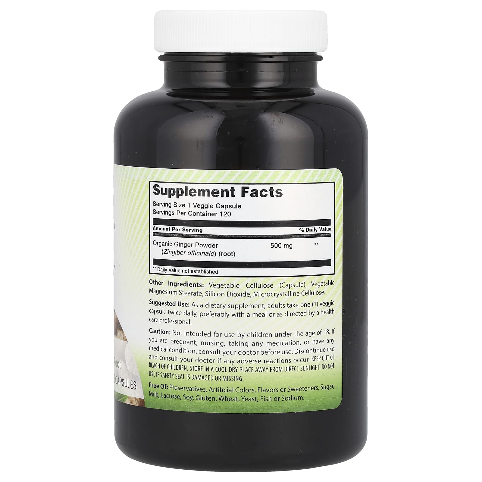Amazing India Organic Ginger Root 500mg 120 Veggie Capsules - Image 2