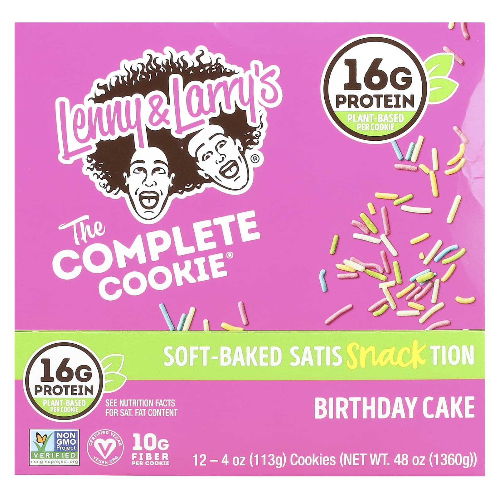 Lenny & Larry's, The Complete Cookie®, Birthday Cake, 12 Cookies, 4 oz (113 g) Each - Image 1