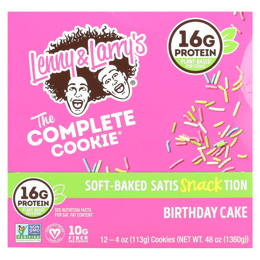 Lenny & Larry's, The Complete Cookie®, Birthday Cake, 12 Cookies, 4 oz (113 g) Each - Image 1