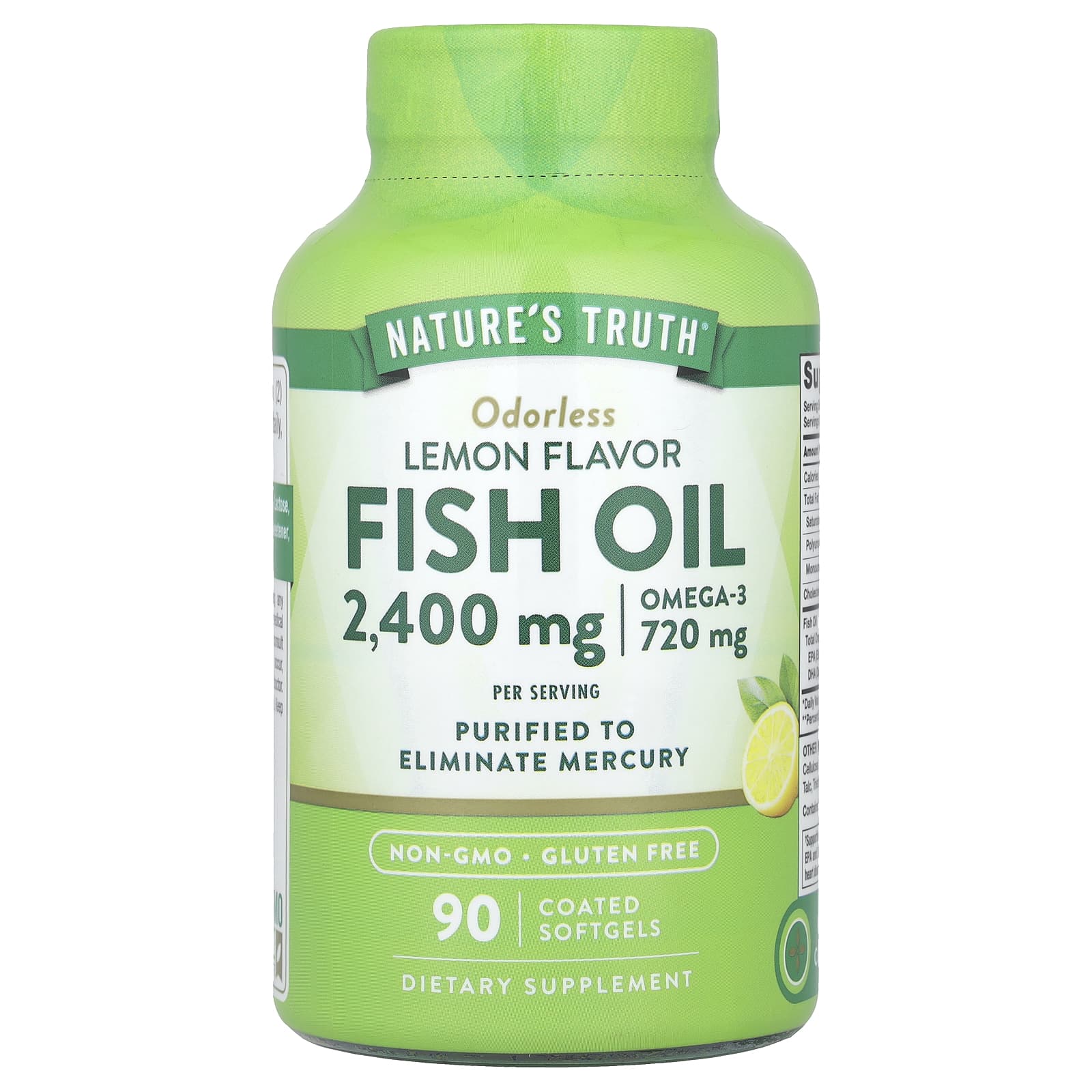 Nature's Truth, Fish Oil, Lemon, 90 Coated Softgels (1,200 mg per Softgel) - Image 1