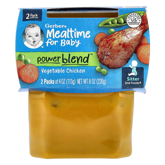 Gerber 2nd Foods Vegetable Chicken Baby Food, 2 Pack, 4 oz Each - Image 1